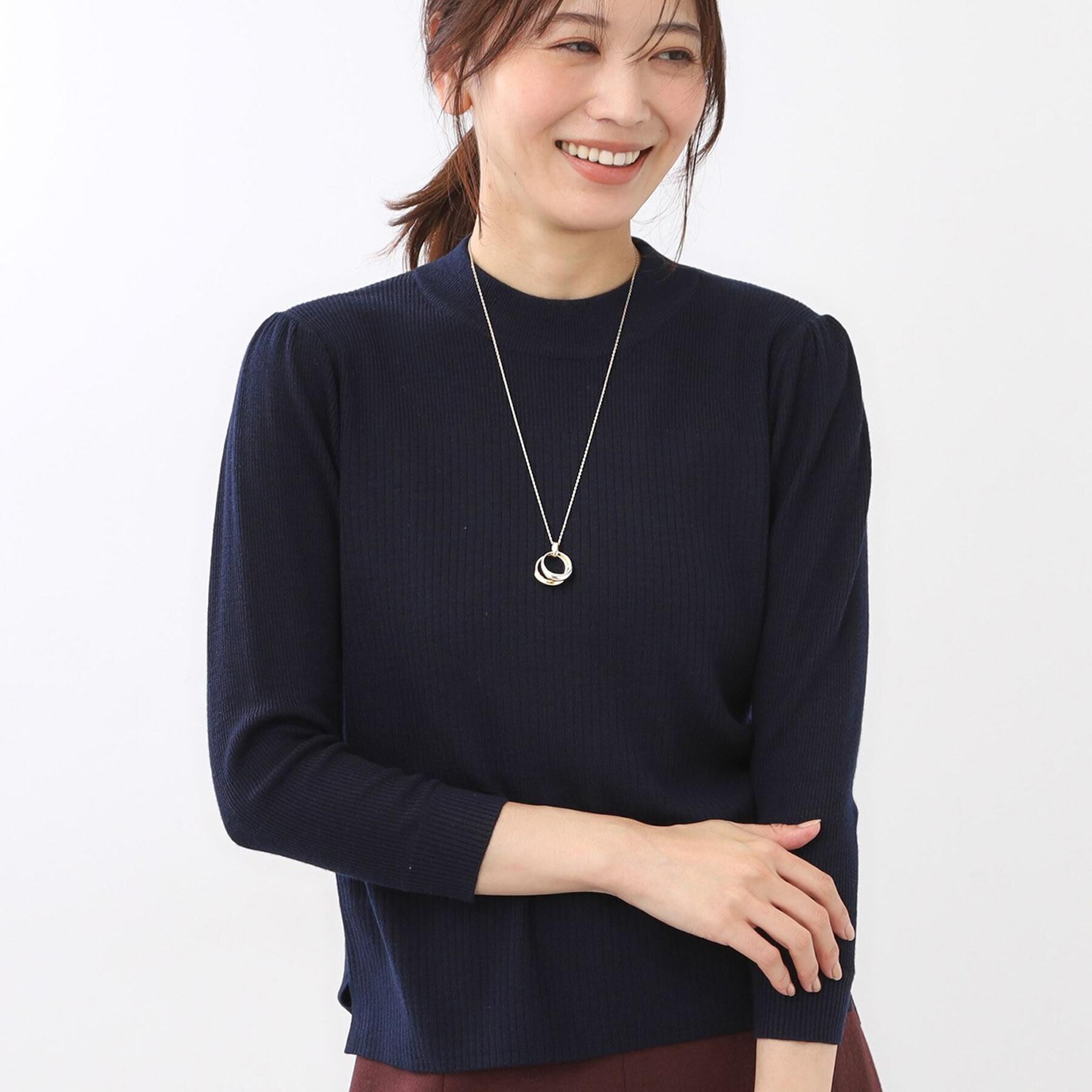 Reflect「【選べる5色／アンサンブル可】プチハイネックリブニット」|ニット・セーター|ネイビー(094)