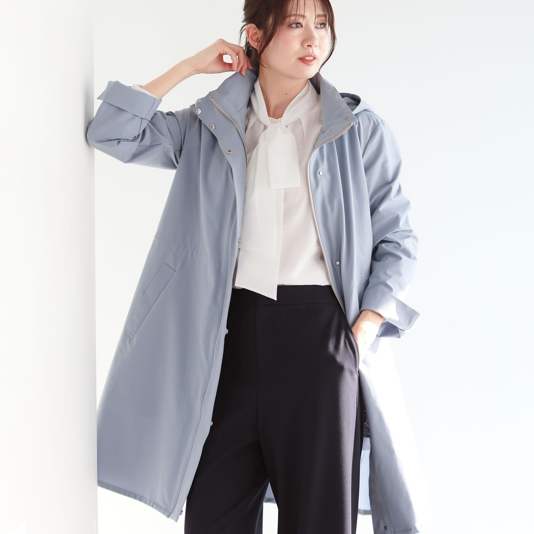 Reflect「【中綿ライナー付き】ライナー付きフーデッドロングコート」|その他|ブルー(091)