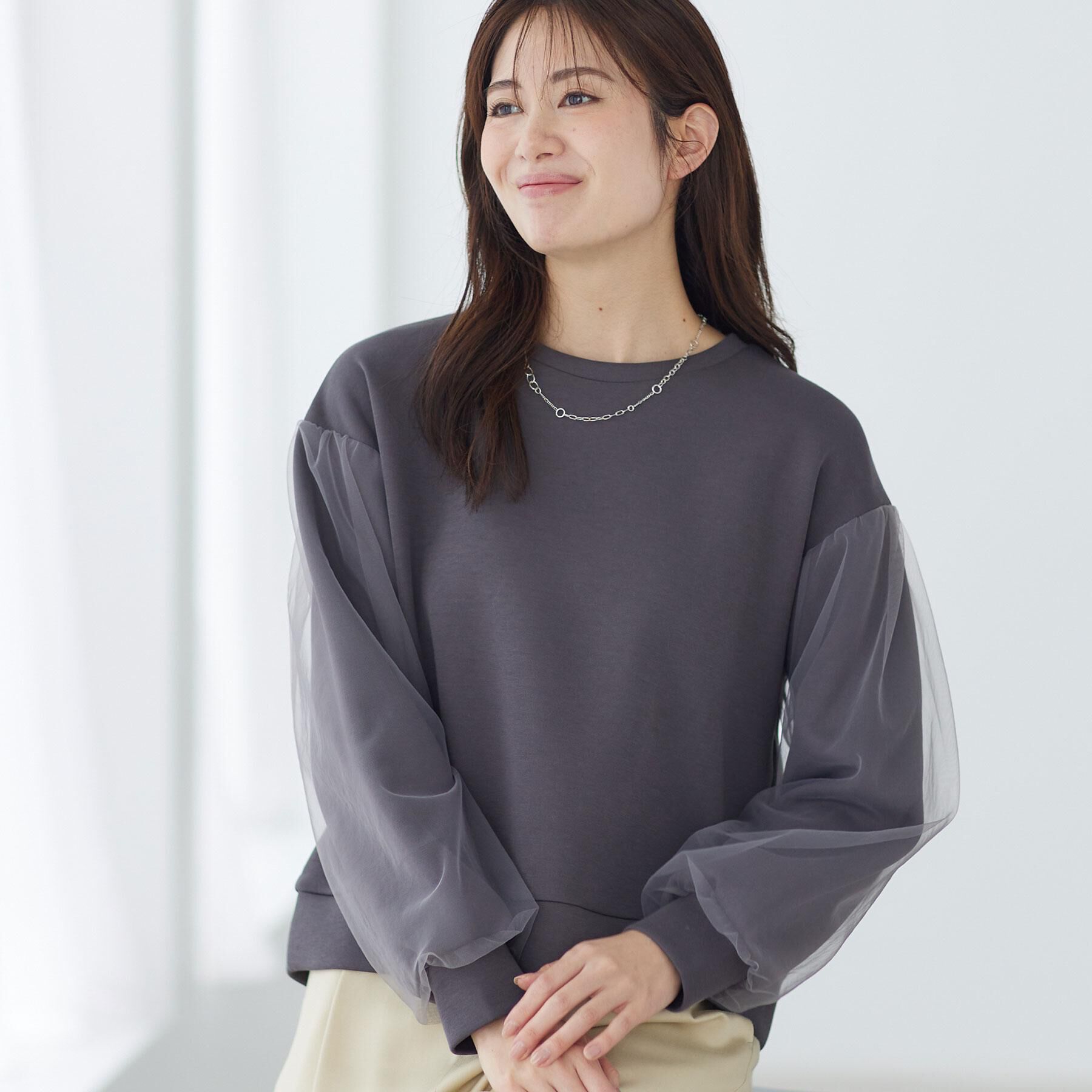 Reflect「チュールレイヤードスリーブプルオーバー」|Tシャツ・カットソー|