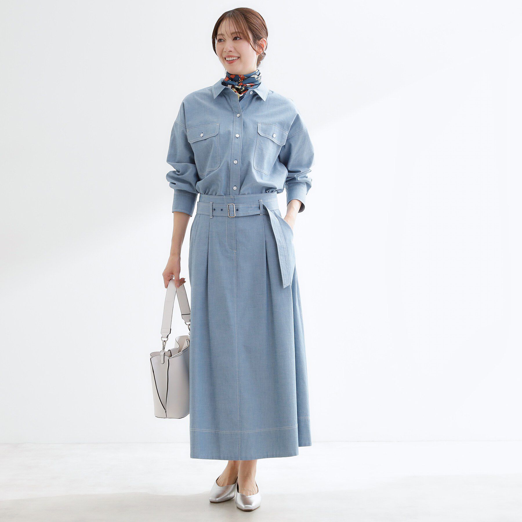 Reflect「ダンガリータックフレアスカート」|スカート|