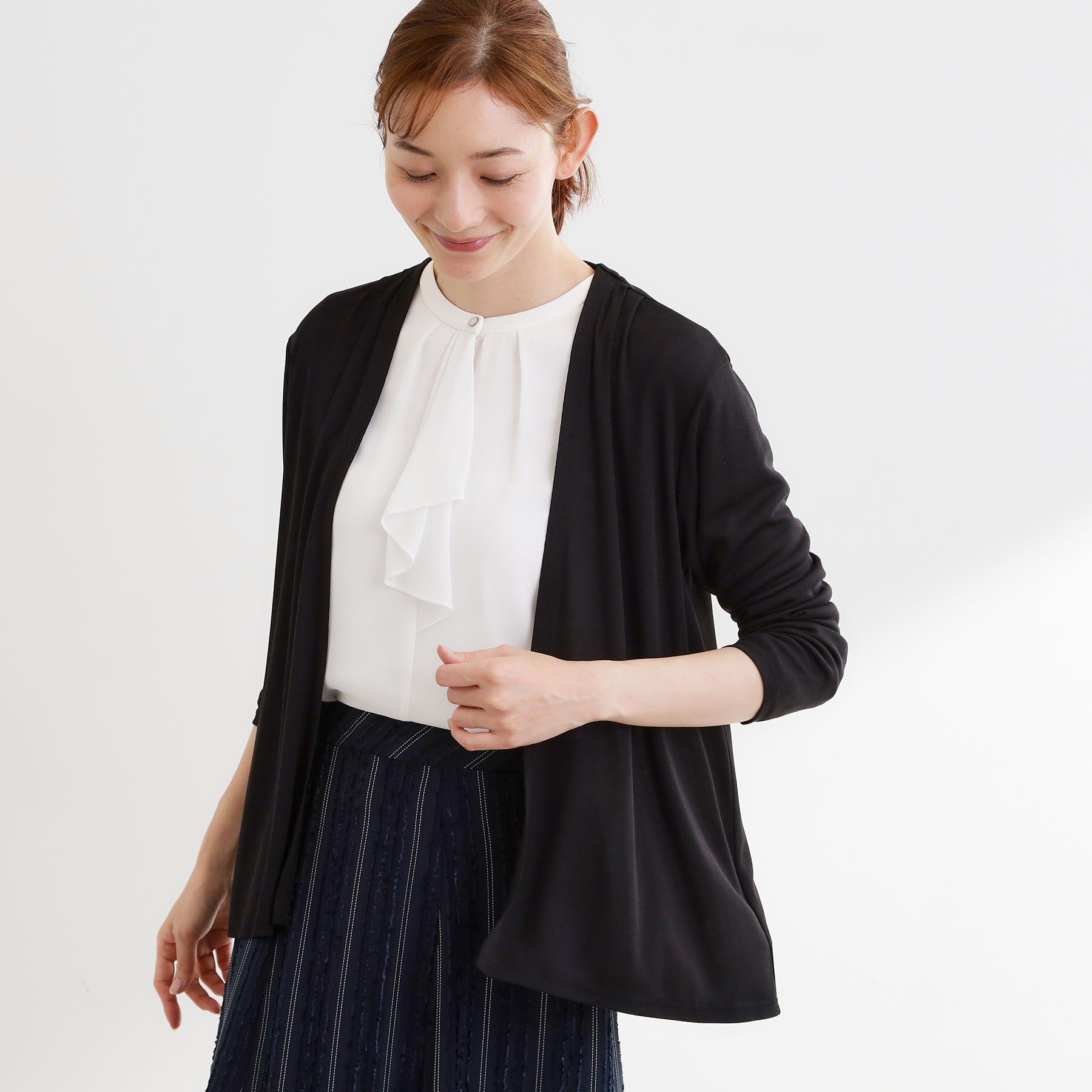 Reflect「【UVカット／接触冷感／日除け・エアコン対策に◎】ジャージカーディガン」|カーディガン|ブラック(019)