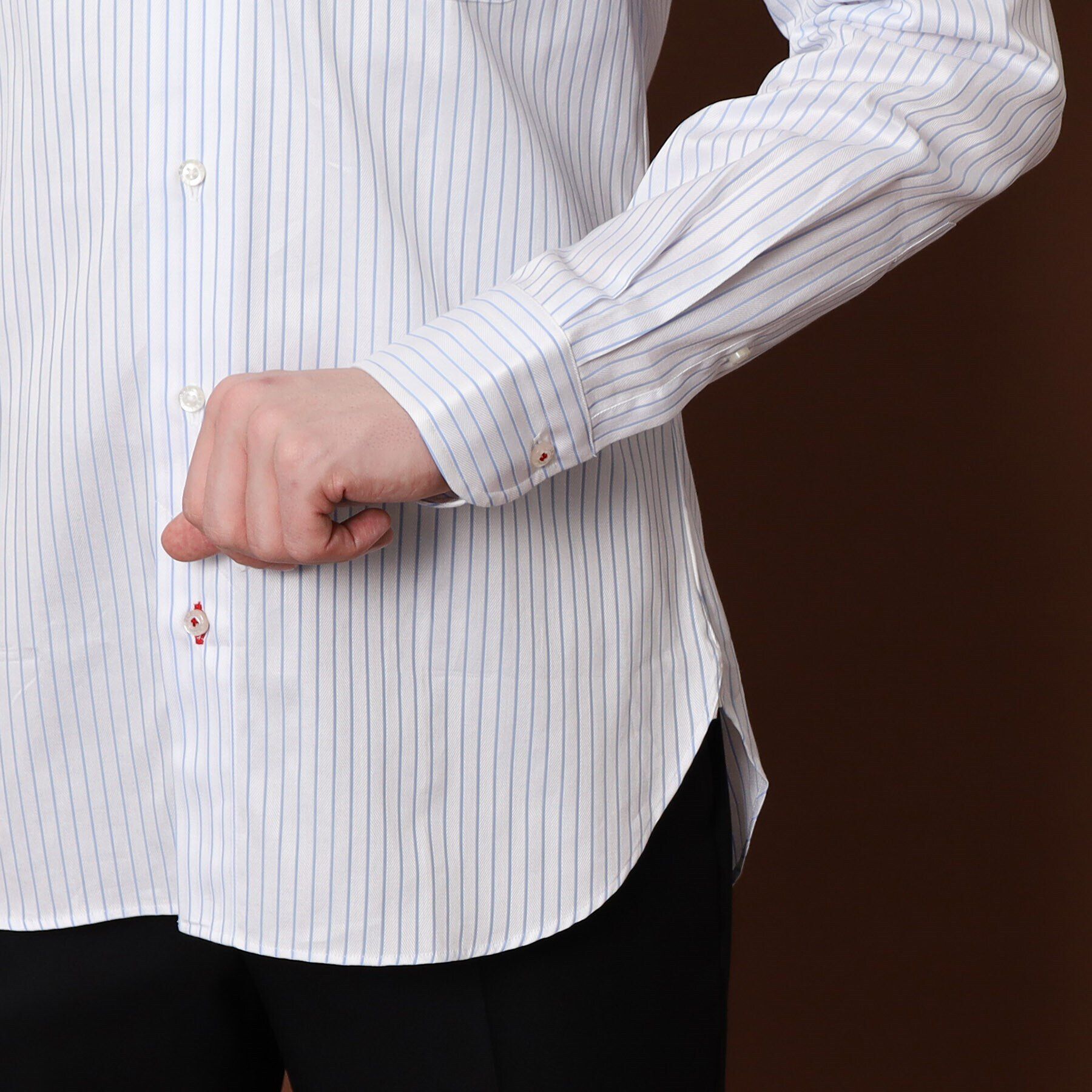 DRESSTERIOR「100／2 ヘリンボーンストライプ ボタンダウンシャツ」|シャツ・ブラウス|