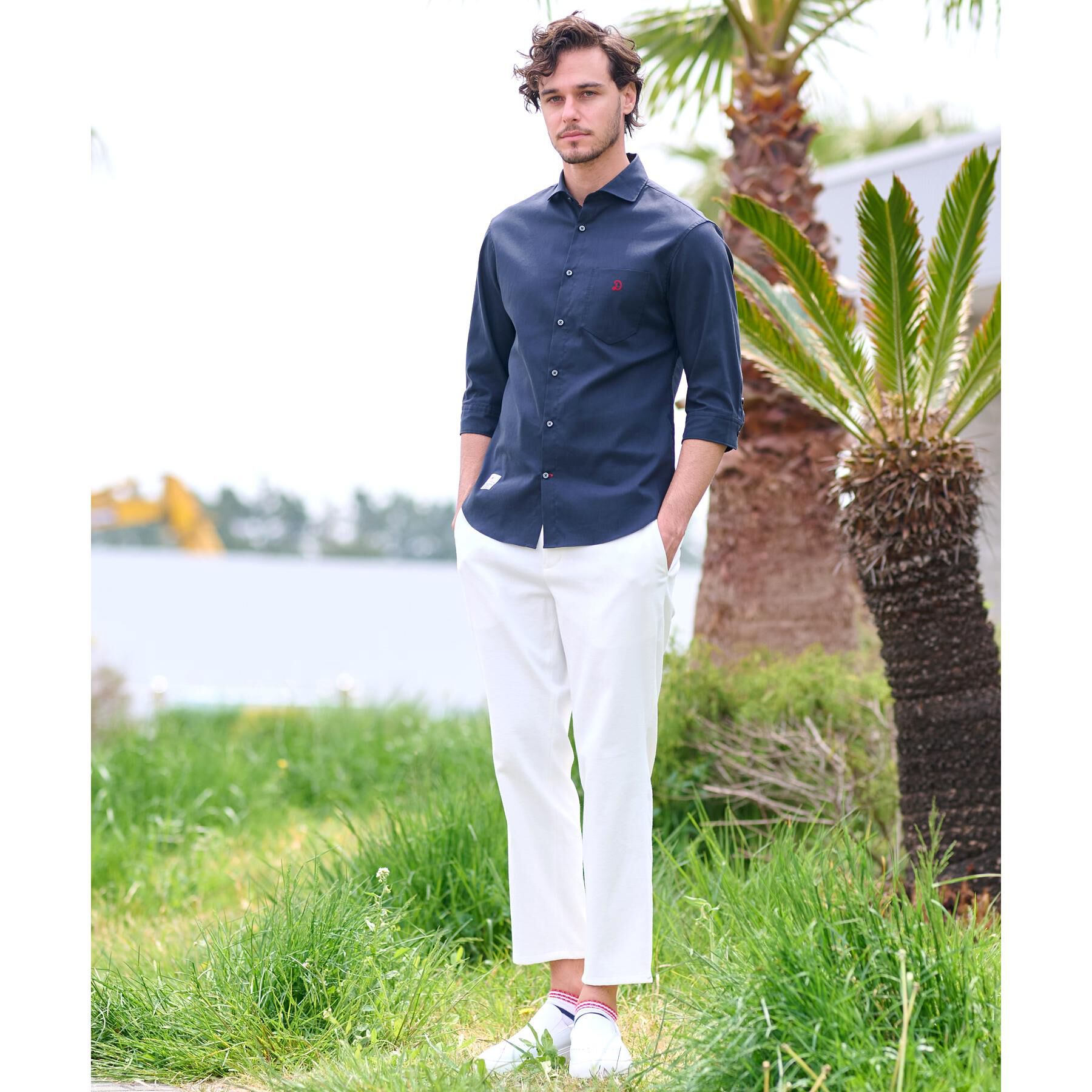 DRESSTERIOR「リネン混スリークオーターシャツ」|シャツ・ブラウス|