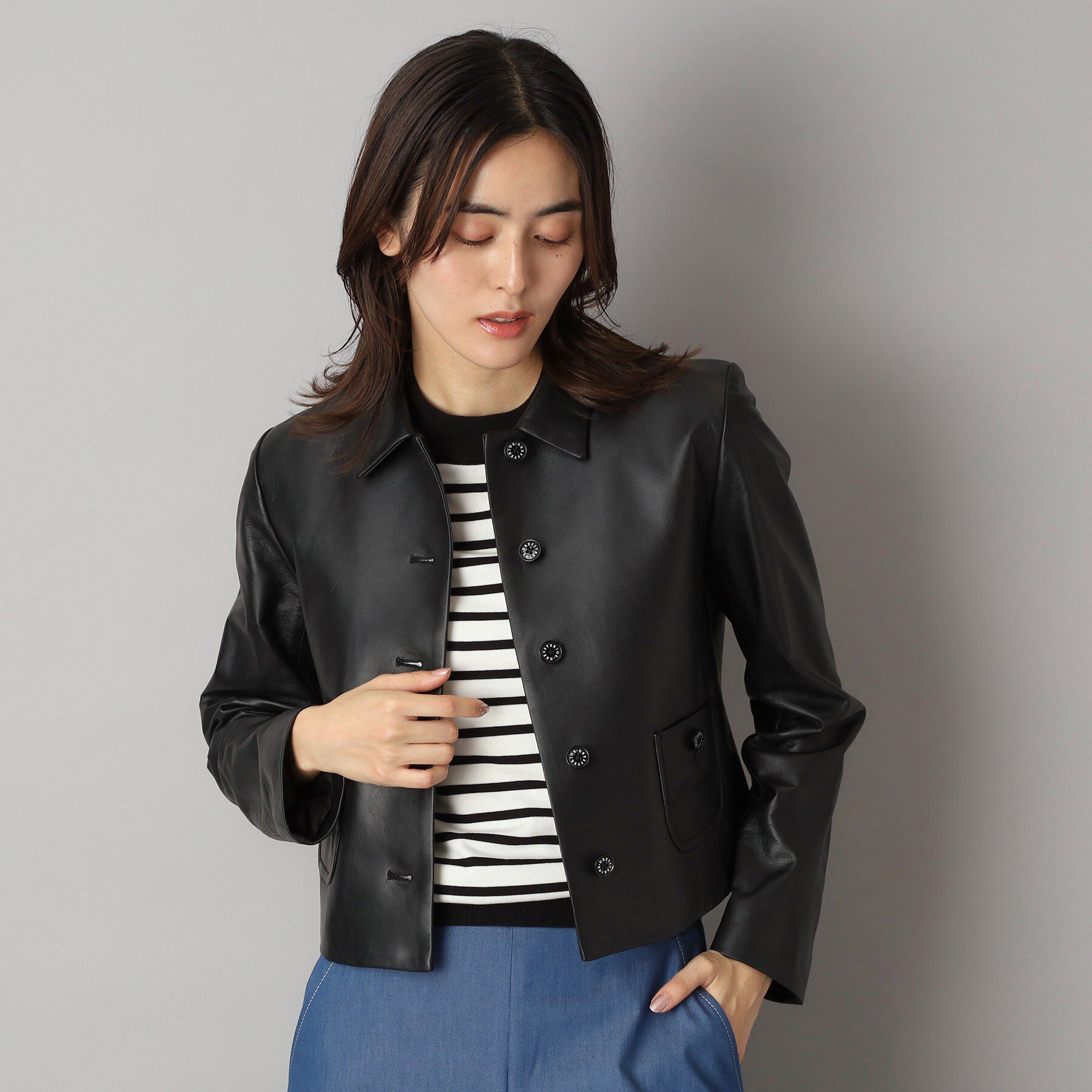 DRESSTERIOR「【本革】ラムレザーミニマルジャケット」|ブルゾン・スタジャン|