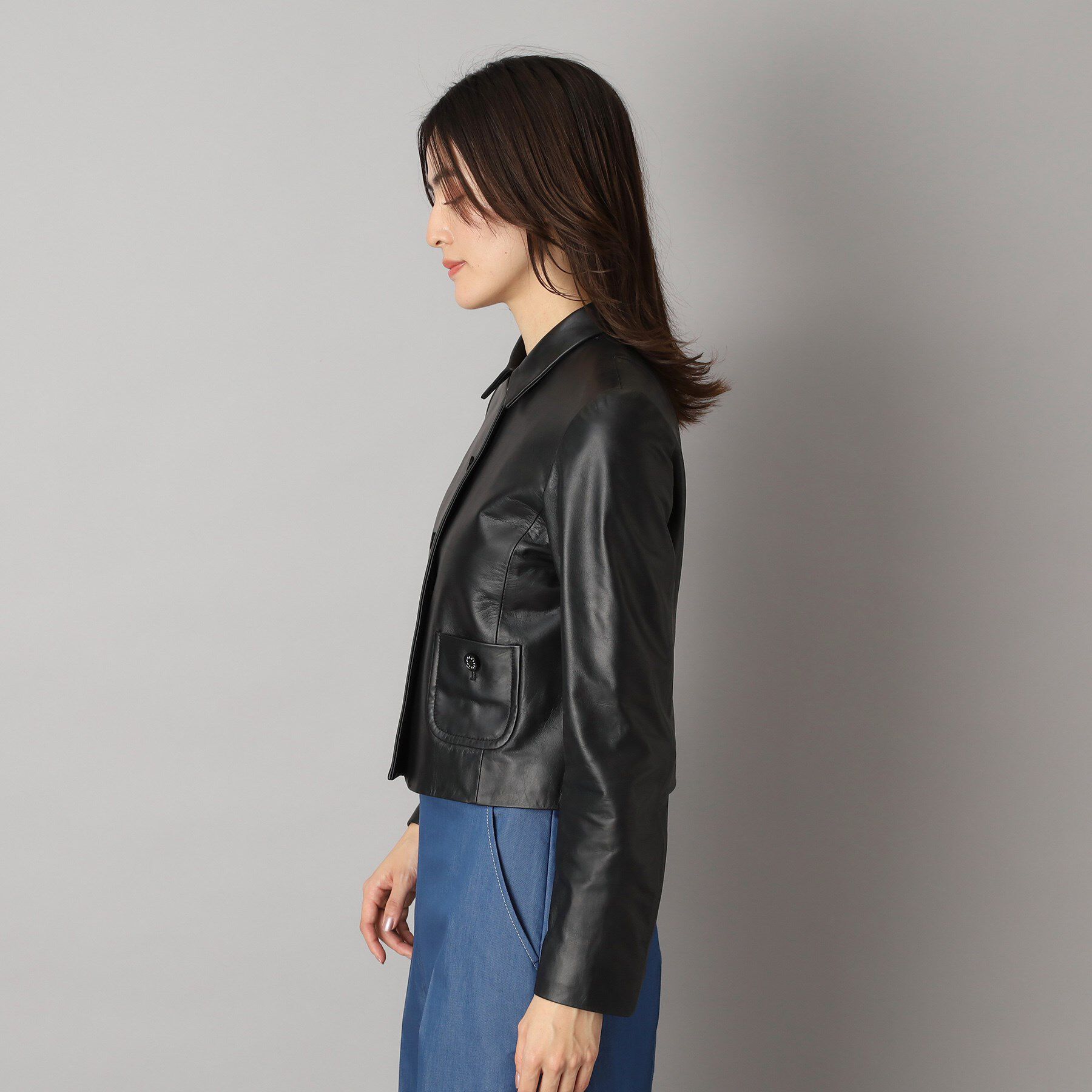 DRESSTERIOR「【本革】ラムレザーミニマルジャケット」|ブルゾン・スタジャン|