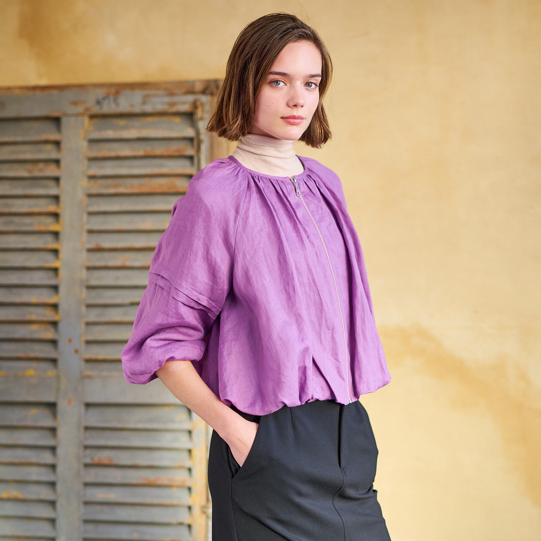 DRESSTERIOR「【洗える/リネン100％】ウォッシャブルペーパーリネンブルゾン」|ブルゾン・スタジャン|