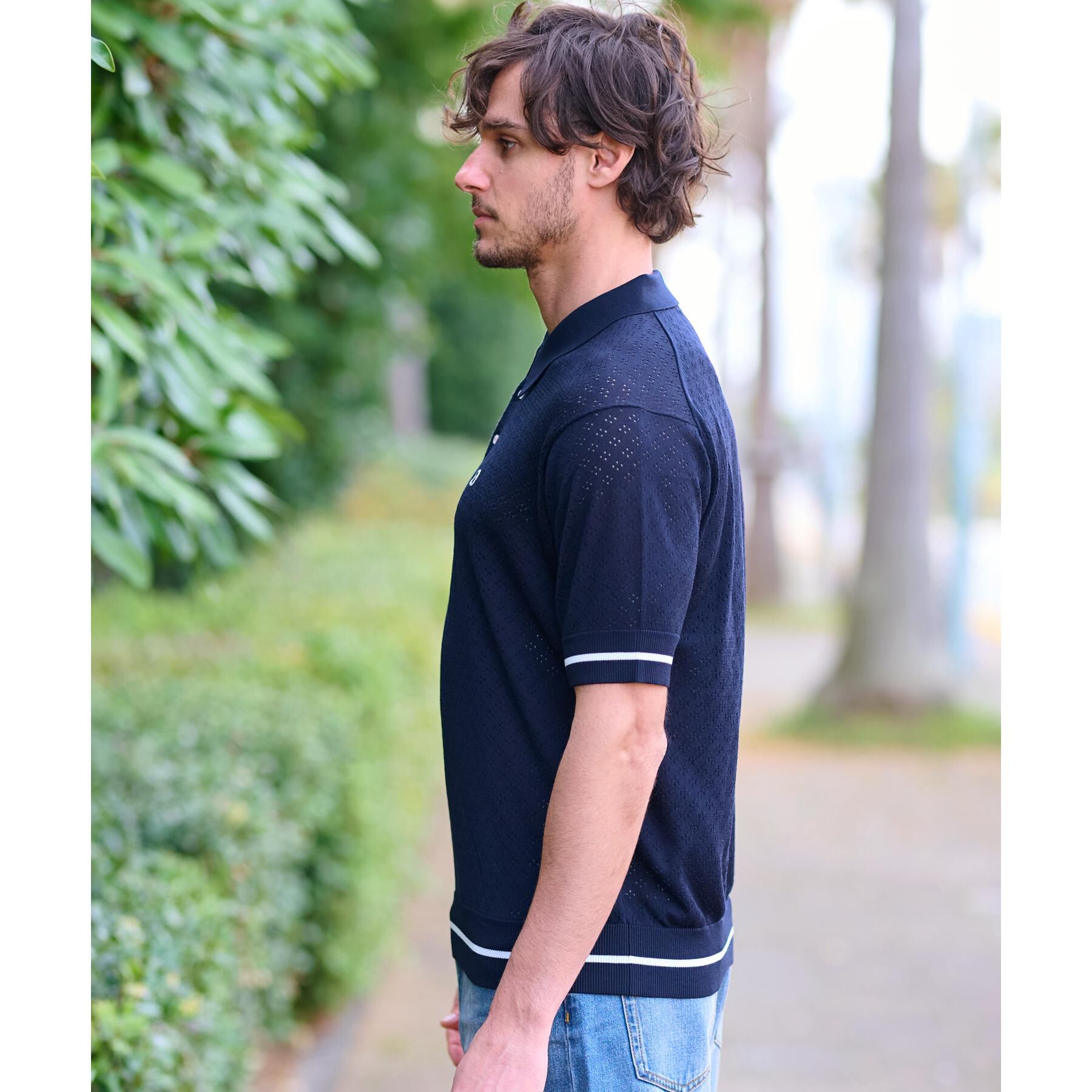 DRESSTERIOR「レースジャカード ニットポロ」|ポロシャツ|