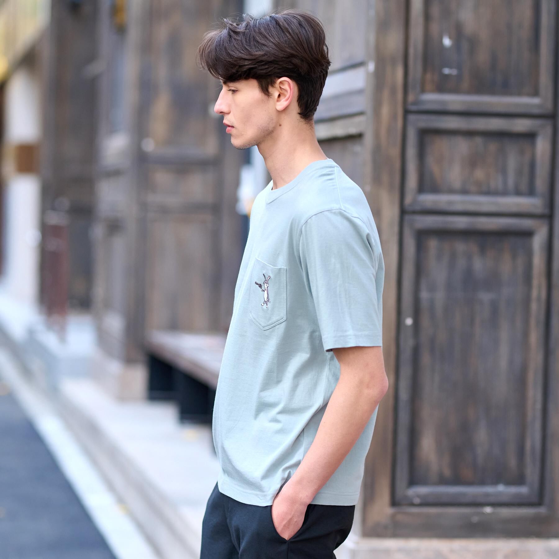 DRESSTERIOR「【接触冷感/UVカット】BACK BREEZE TECH ラビットポケTシャツ」|Tシャツ・カットソー|