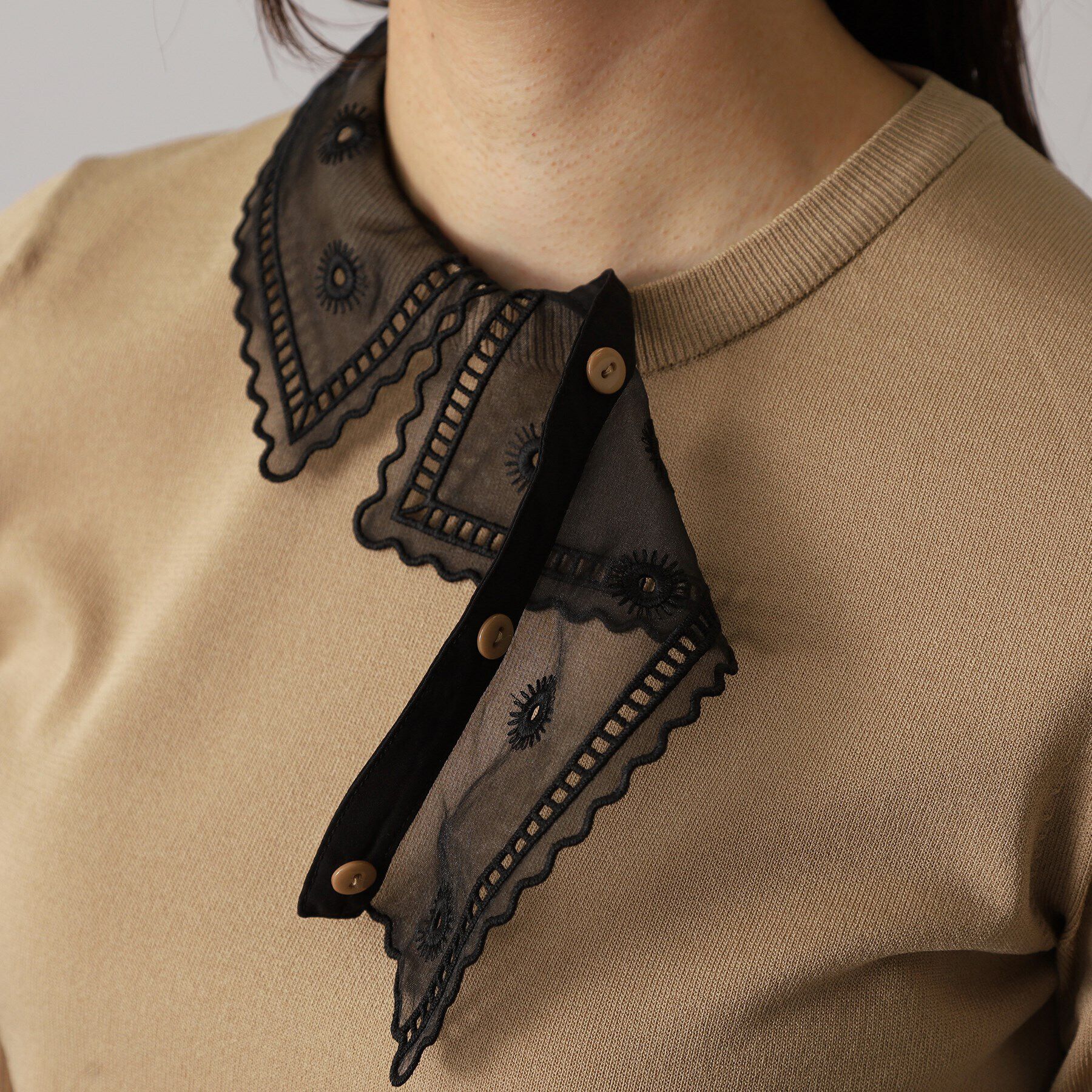 DRESSTERIOR「【洗える／2WAY】エンブロイダリーカラーニット」|ニット・セーター|