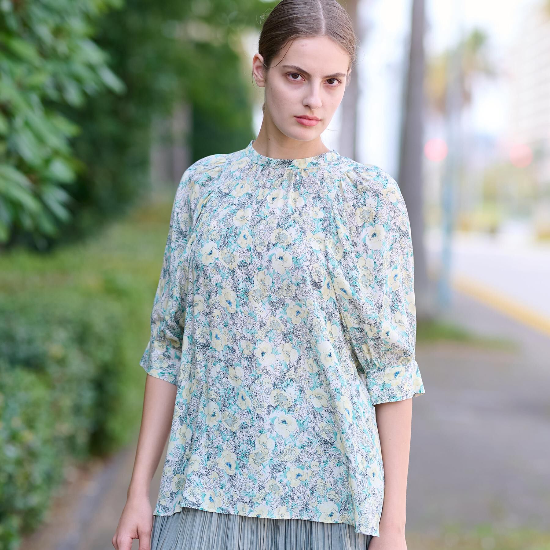 DRESSTERIOR「【着映え／花柄】フラワープリントボリュームスリーブブラウス」|シャツ・ブラウス|