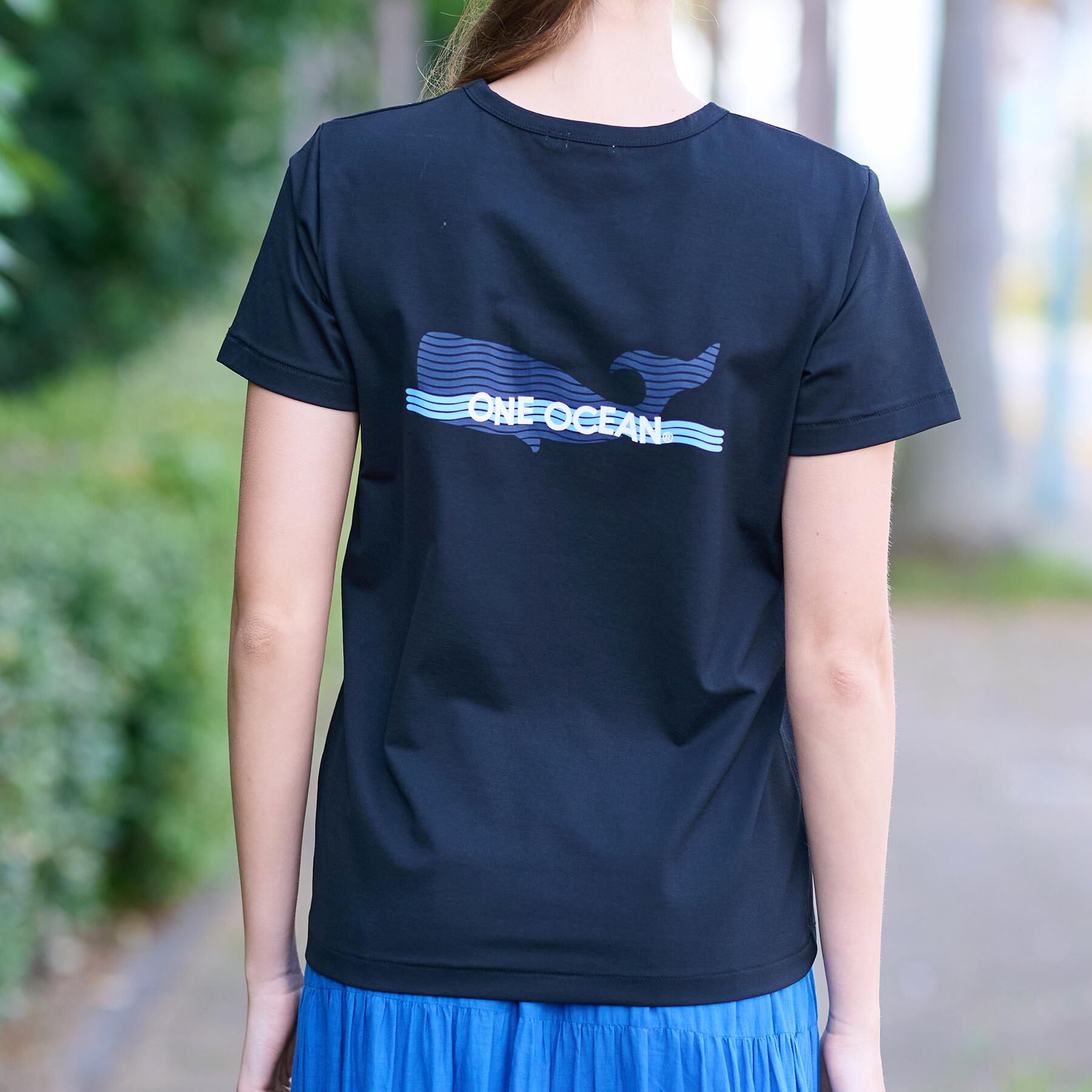 DRESSTERIOR「【洗える/バックプリント】再生ポリエステルホエイルプリントTシャツ」|Tシャツ・カットソー|