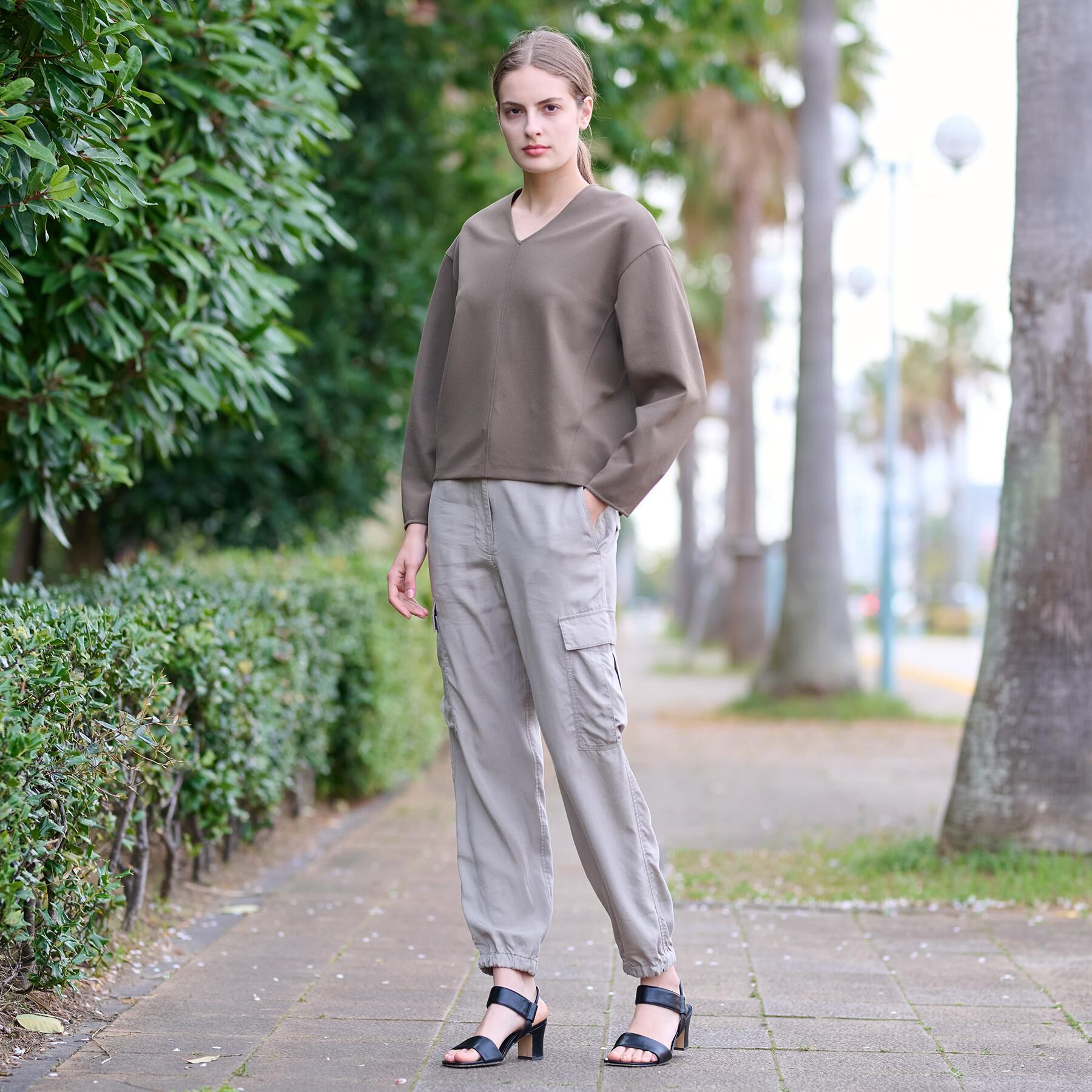 DRESSTERIOR「【洗える/イージーケア】Vネックジョーゼットプルオーバー」|Tシャツ・カットソー|