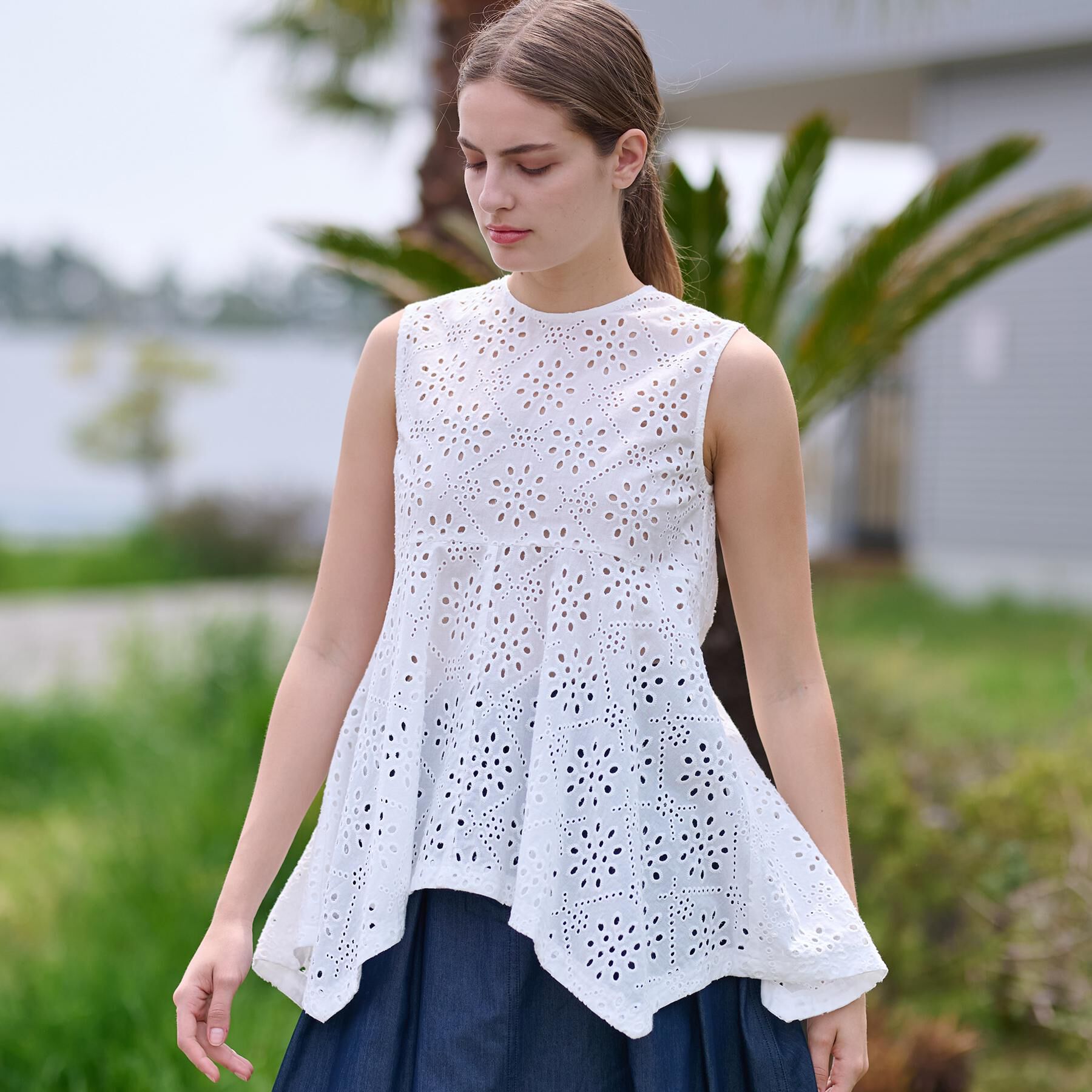 DRESSTERIOR「【コットン100％/洗える】カットワークレースブラウス」|シャツ・ブラウス|