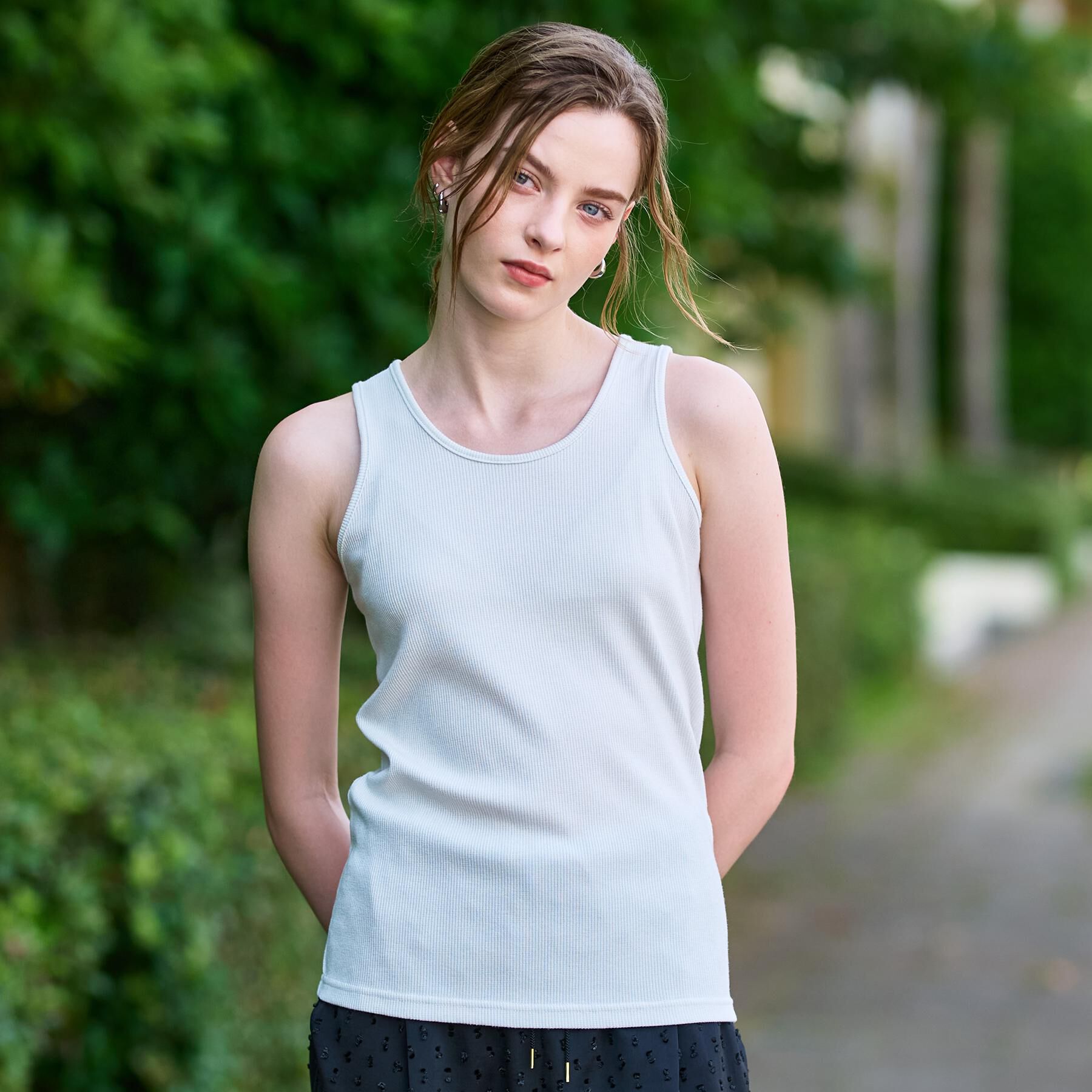 DRESSTERIOR「ラメテレコレギュラータンクトップ」|キャミソール|