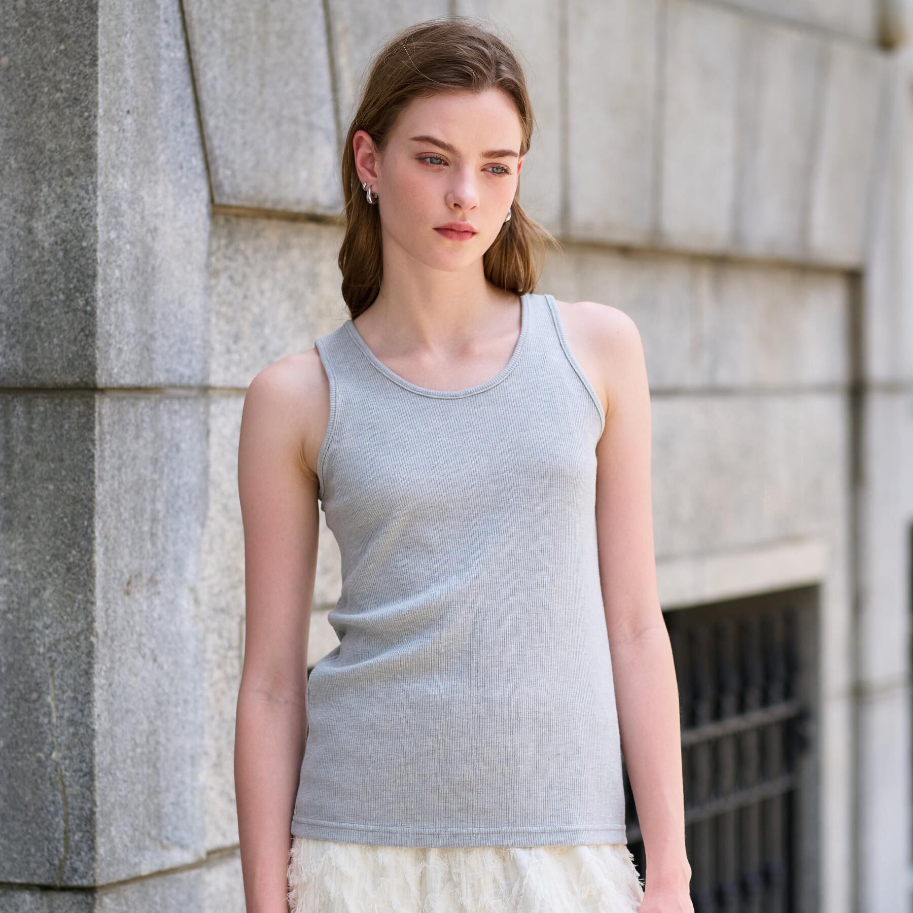 DRESSTERIOR「ラメテレコレギュラータンクトップ」|キャミソール|