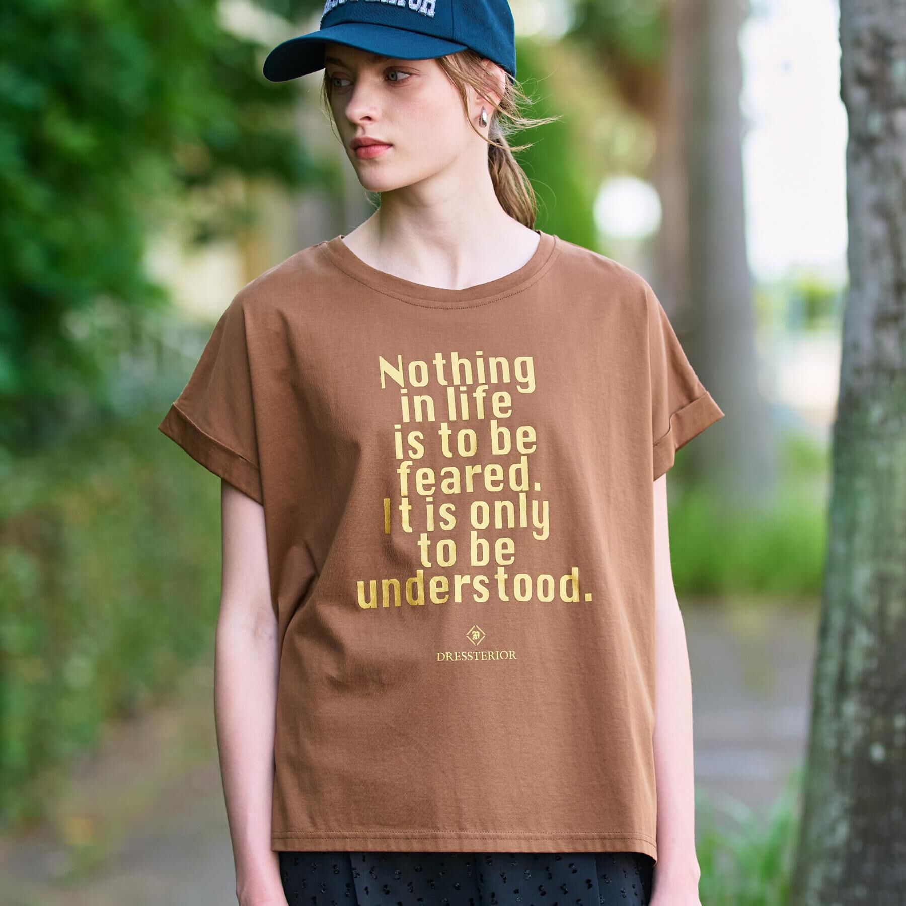 DRESSTERIOR「箔PTドルマンスリーブロゴTシャツ」|Tシャツ・カットソー|ブラウン(043)