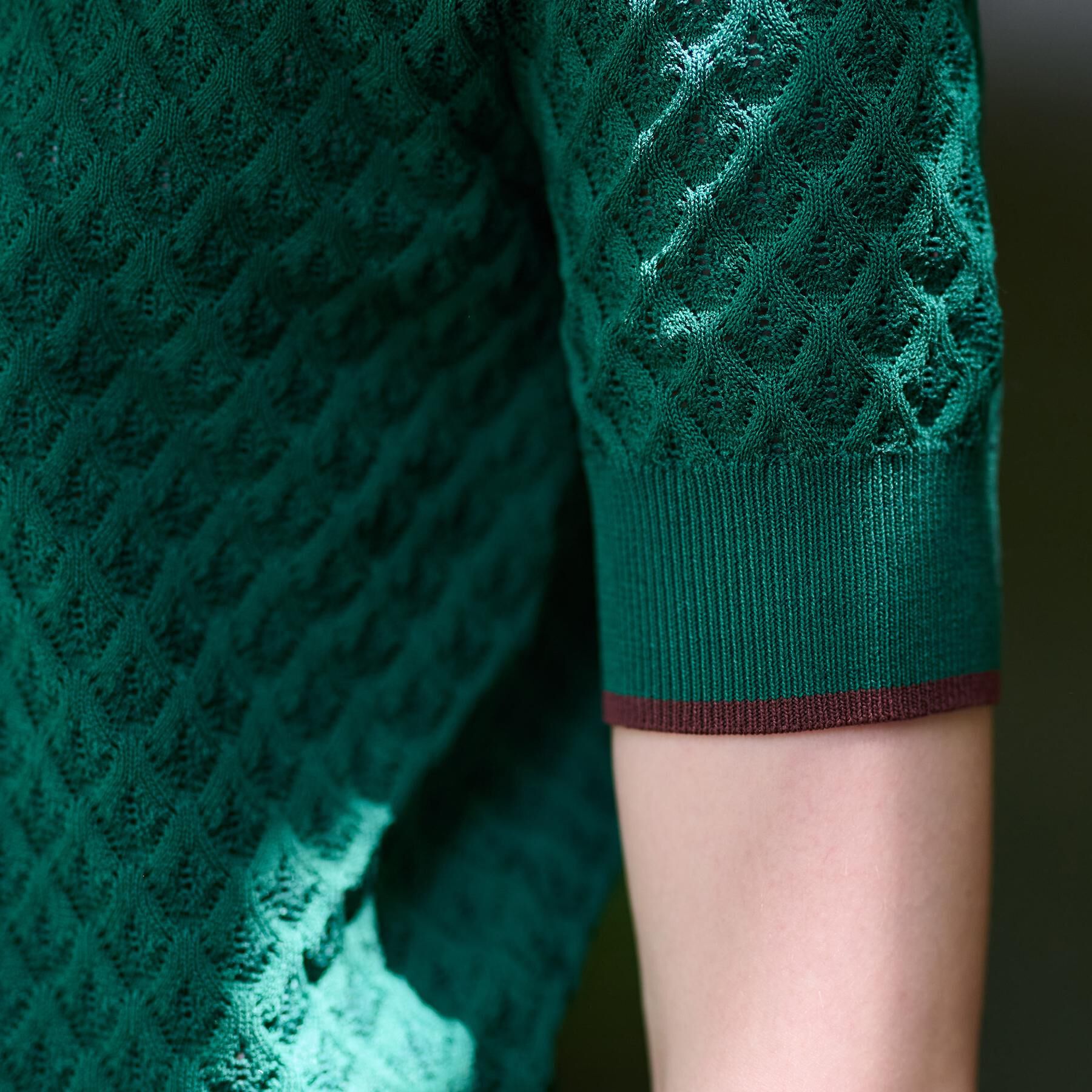 DRESSTERIOR「【6色展開/オンオフ】レース編みハーフスリーブニット」|ニット・セーター|