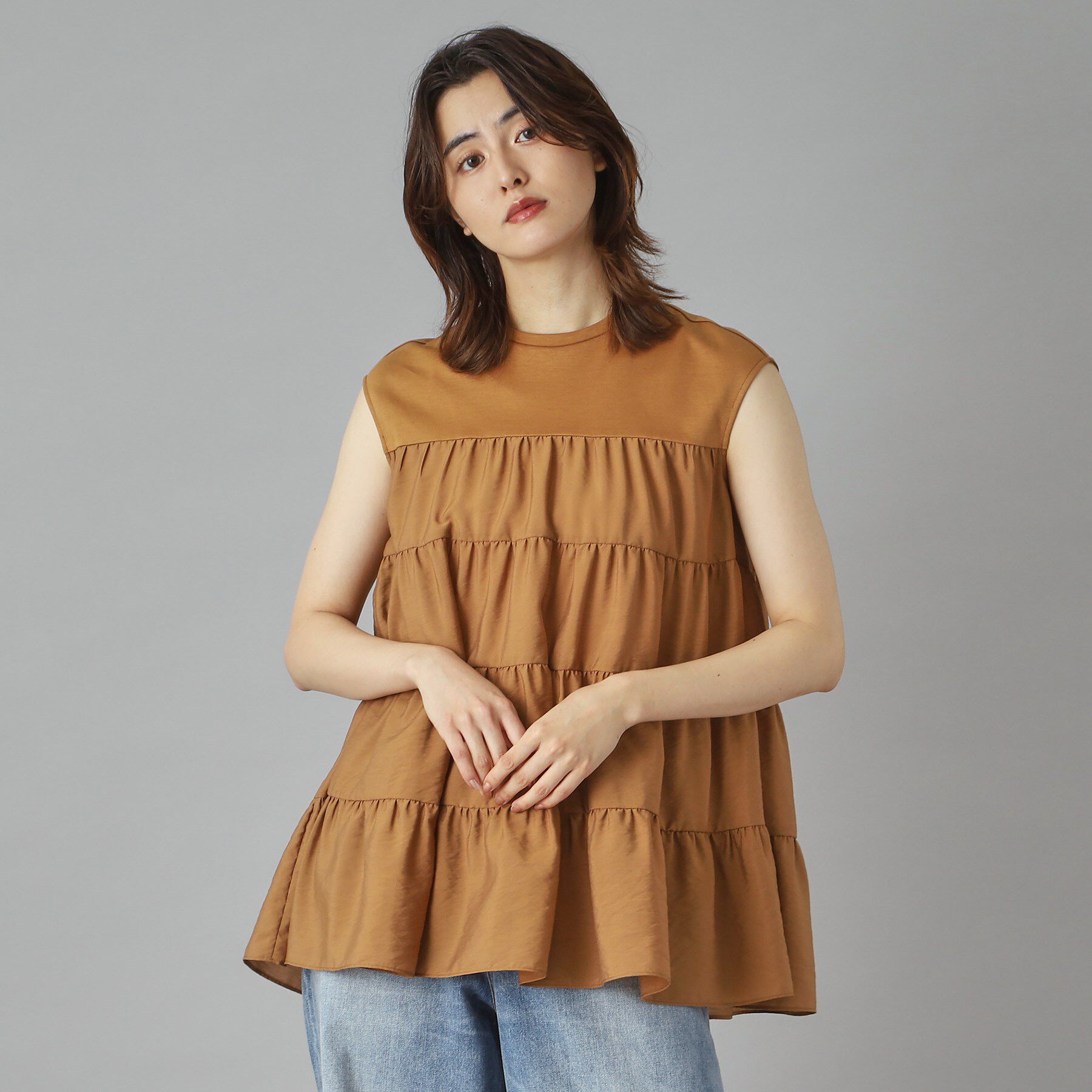 DRESSTERIOR「【接触冷感/イージーケア】ティアードコンビカットソー」|Tシャツ・カットソー|