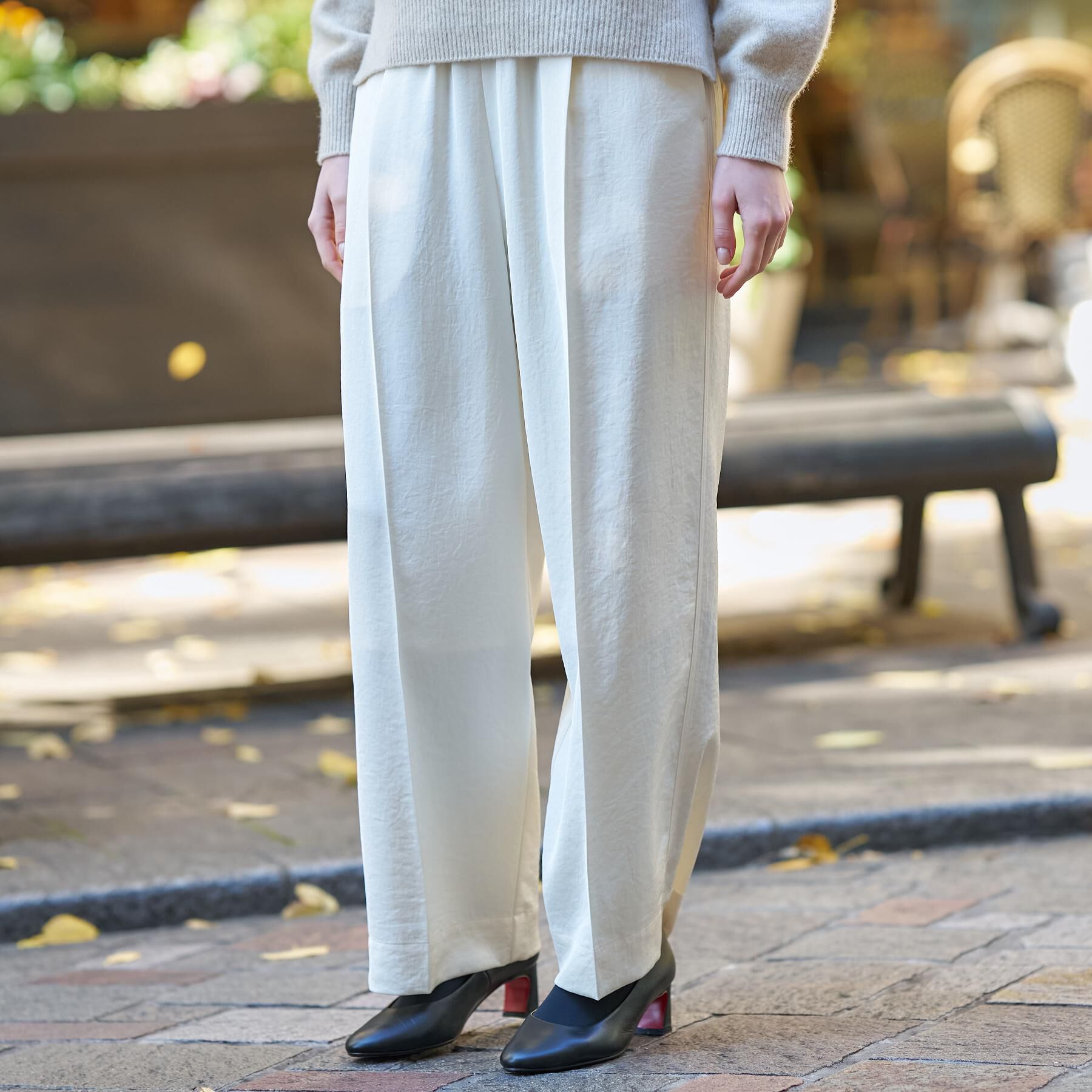 DRESSTERIOR「【洗える/ウエストゴム】サテンイージーパンツ」|その他|アイボリー(004)