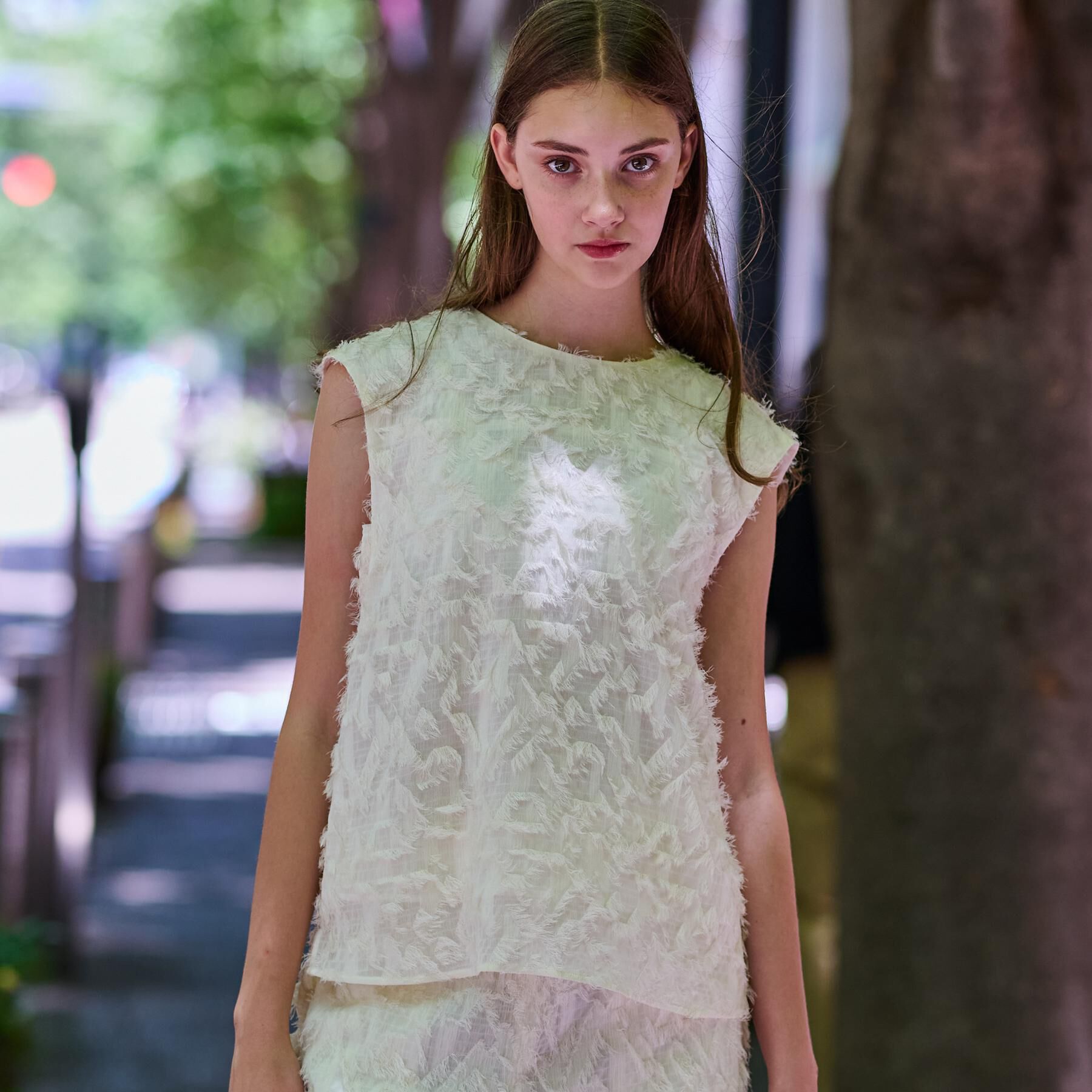 DRESSTERIOR「【セットアップ可/トレンド】カットジャカードフレンチスリーブブラウス」|シャツ・ブラウス|