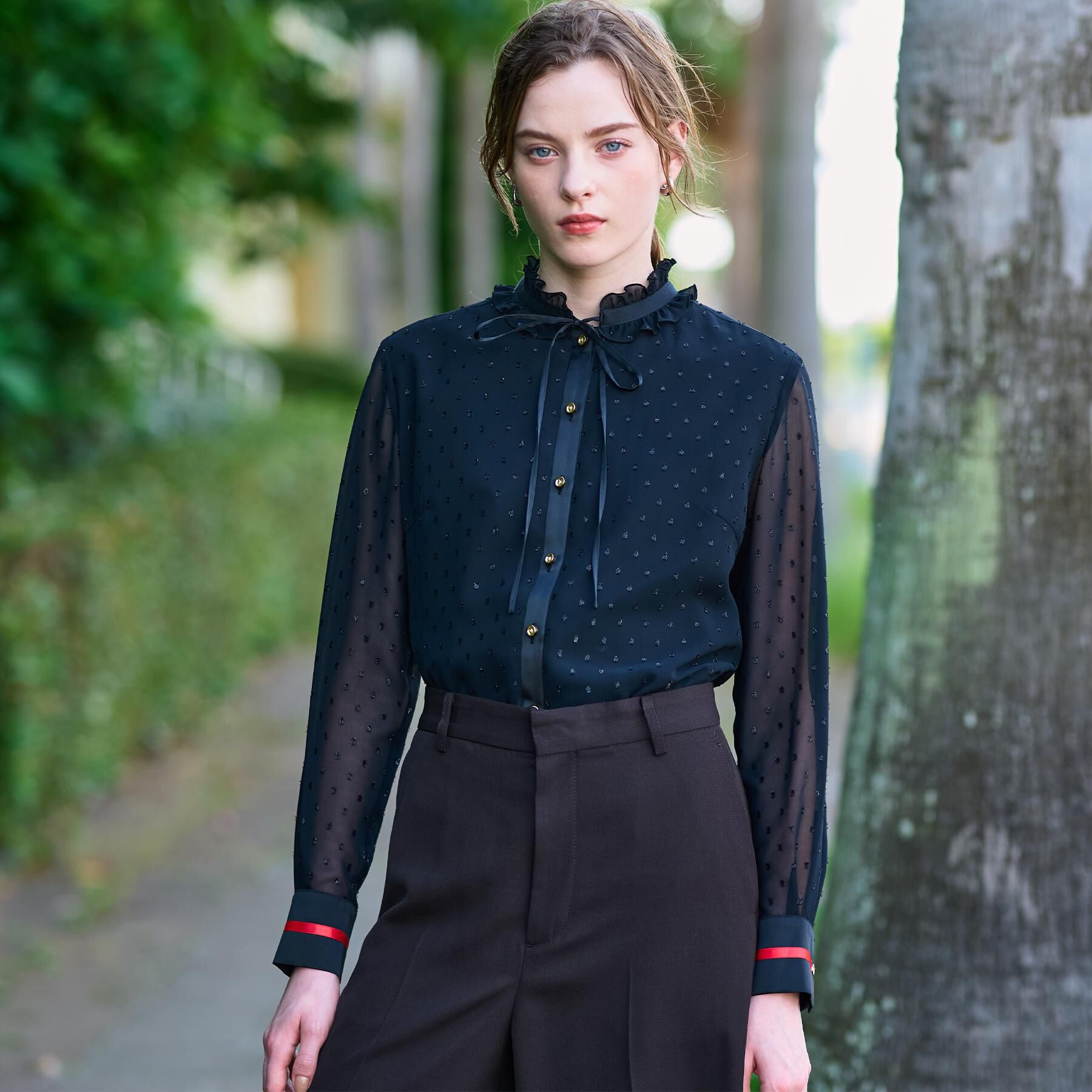 DRESSTERIOR「【洗える/シアー素材】フィルムドットブラウス」|シャツ・ブラウス|