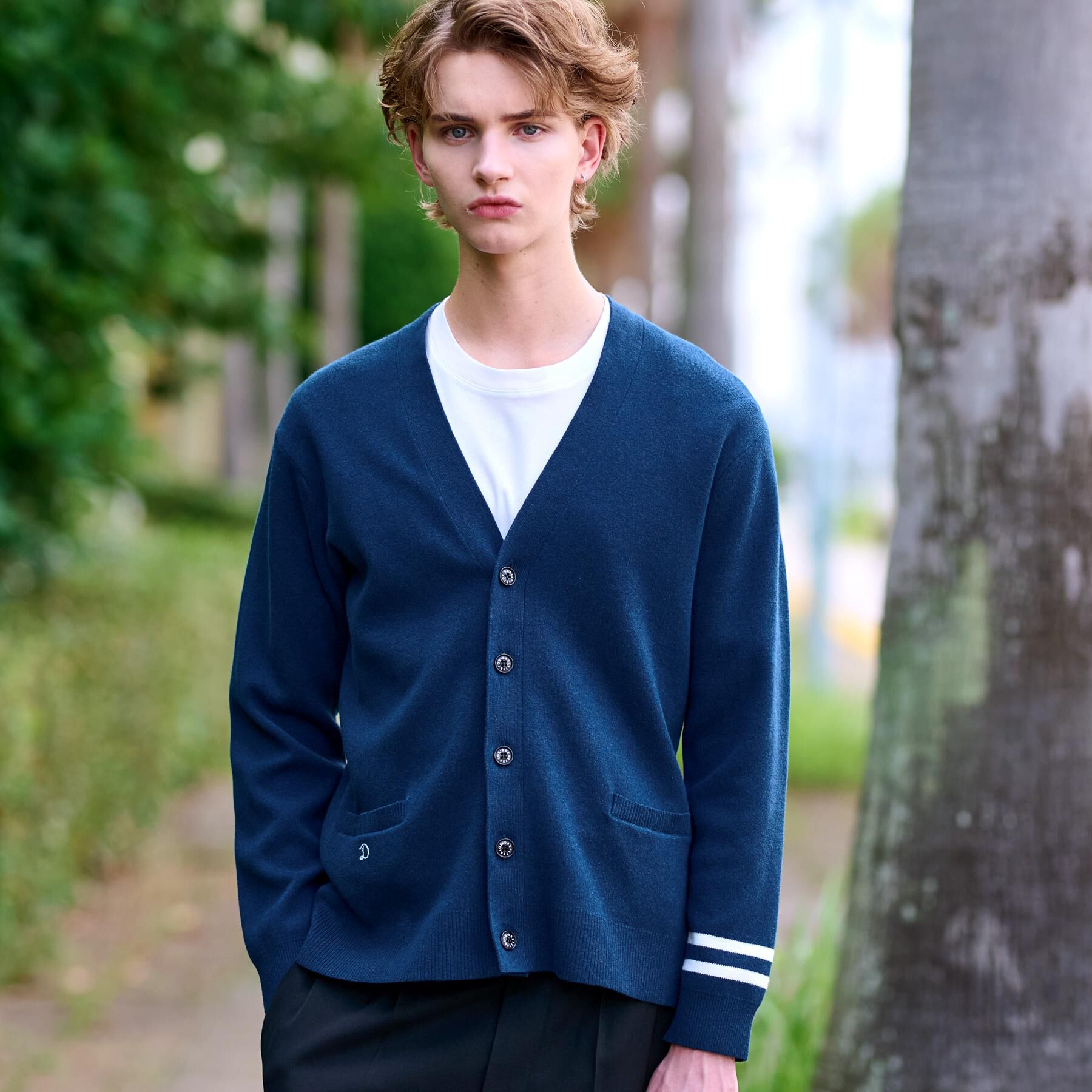 DRESSTERIOR「ウォッシャブル コットンカシミヤスムースカーディガン」|カーディガン|ブルー(093)