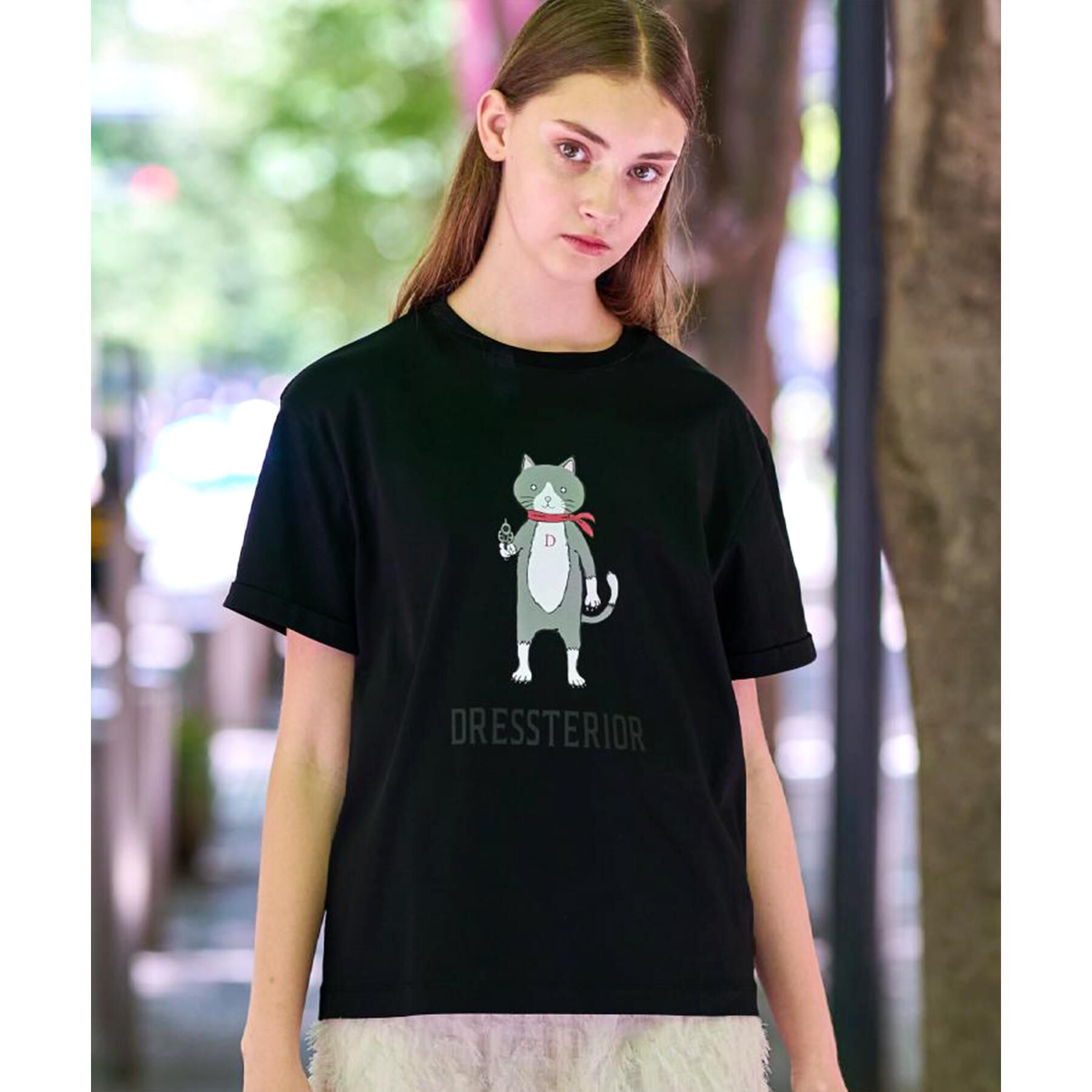 DRESSTERIOR「【接触冷感／抗菌防臭／消臭】アイスクリアコットンキャットTシャツ」|Tシャツ・カットソー|