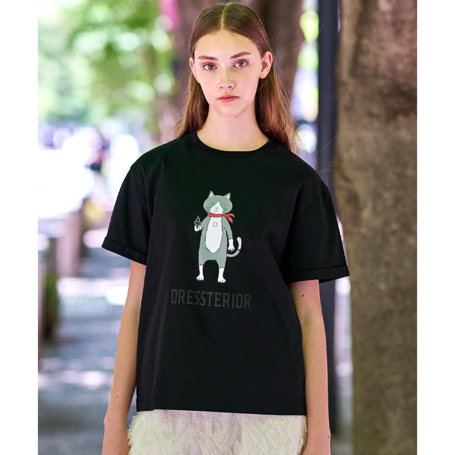 DRESSTERIOR「【接触冷感／抗菌防臭／消臭】アイスクリアコットンキャットTシャツ」|Tシャツ・カットソー|