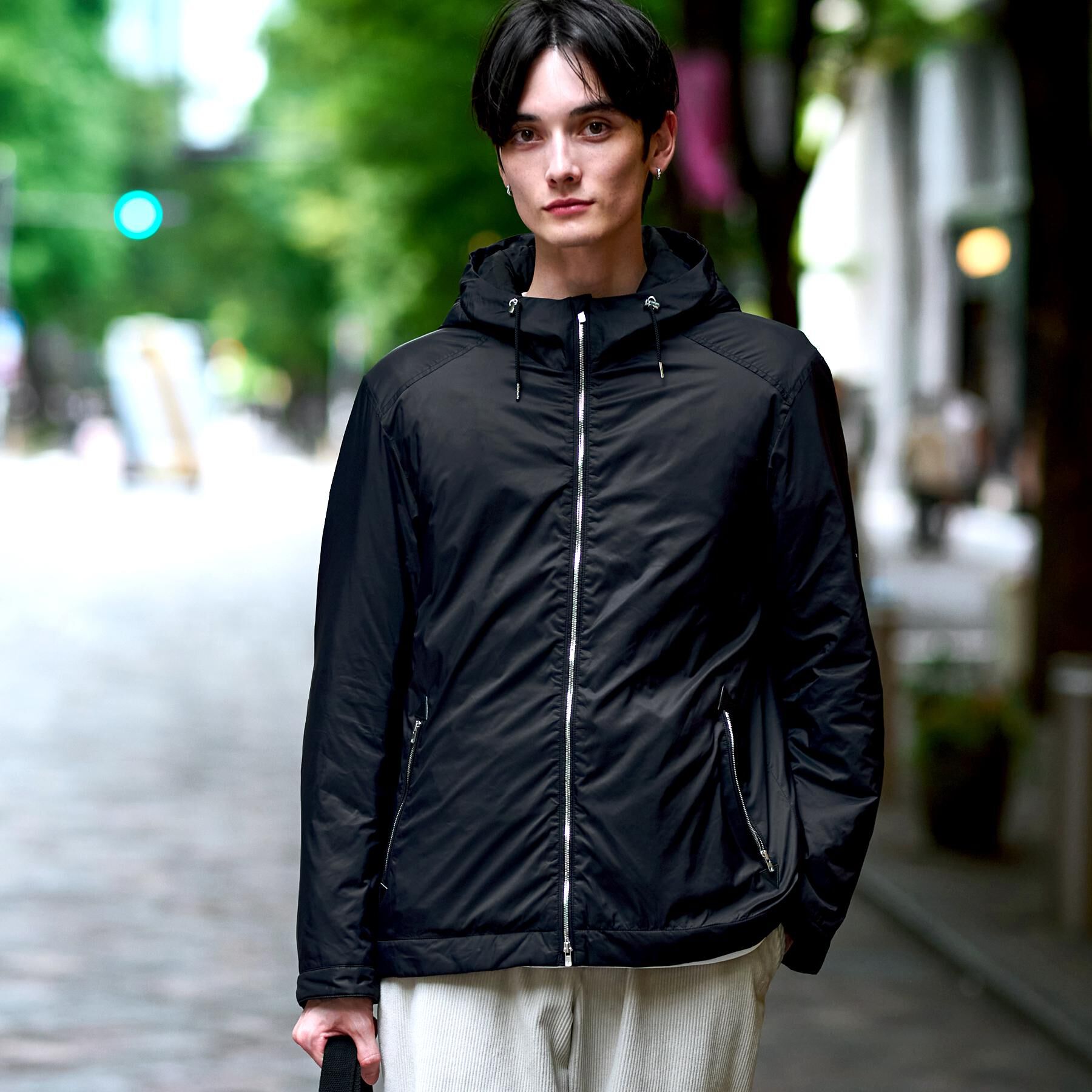 DRESSTERIOR「LIMONTA スーパーライト パデッドパーカー」|ブルゾン・スタジャン|ブラック(019)