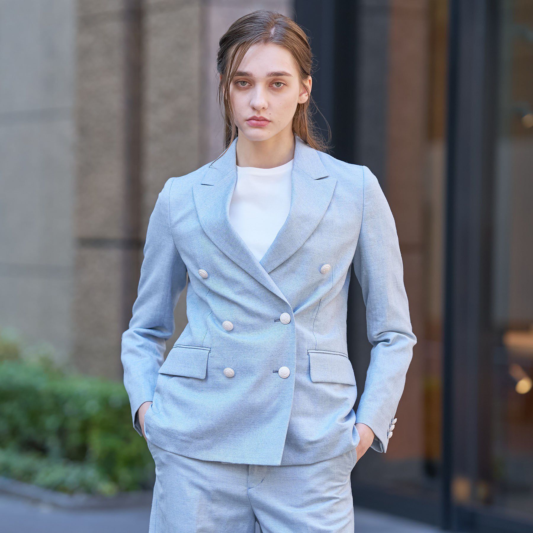 DRESSTERIOR「【セットアップ可】リネンブレンドダブルブレストジャケット」|テーラードジャケット|