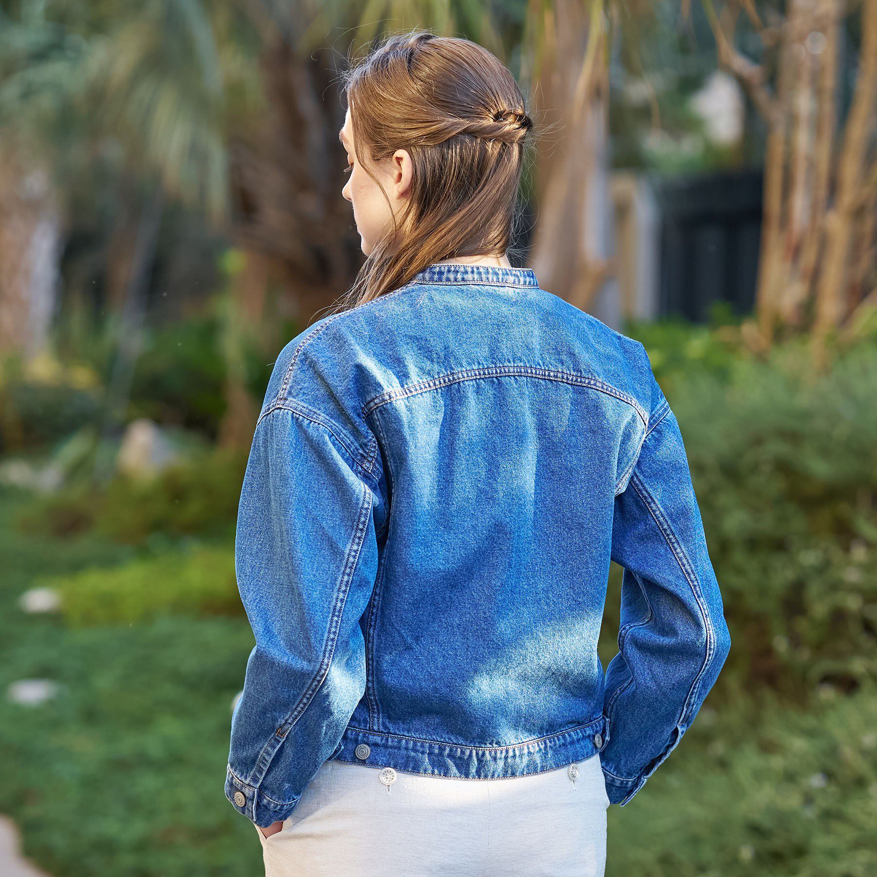 DRESSTERIOR「【ウォッシャブル】ヴィンテージバンドカラーGジャン」|デニムジャケット|