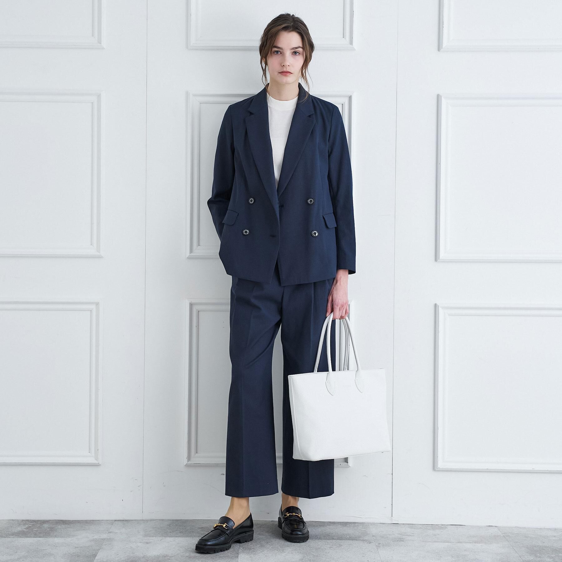 DRESSTERIOR「【セットアップ/可吸水速乾/ウォッシャブル】リネンブレンドオックスダブルジャケット」|テーラードジャケット|