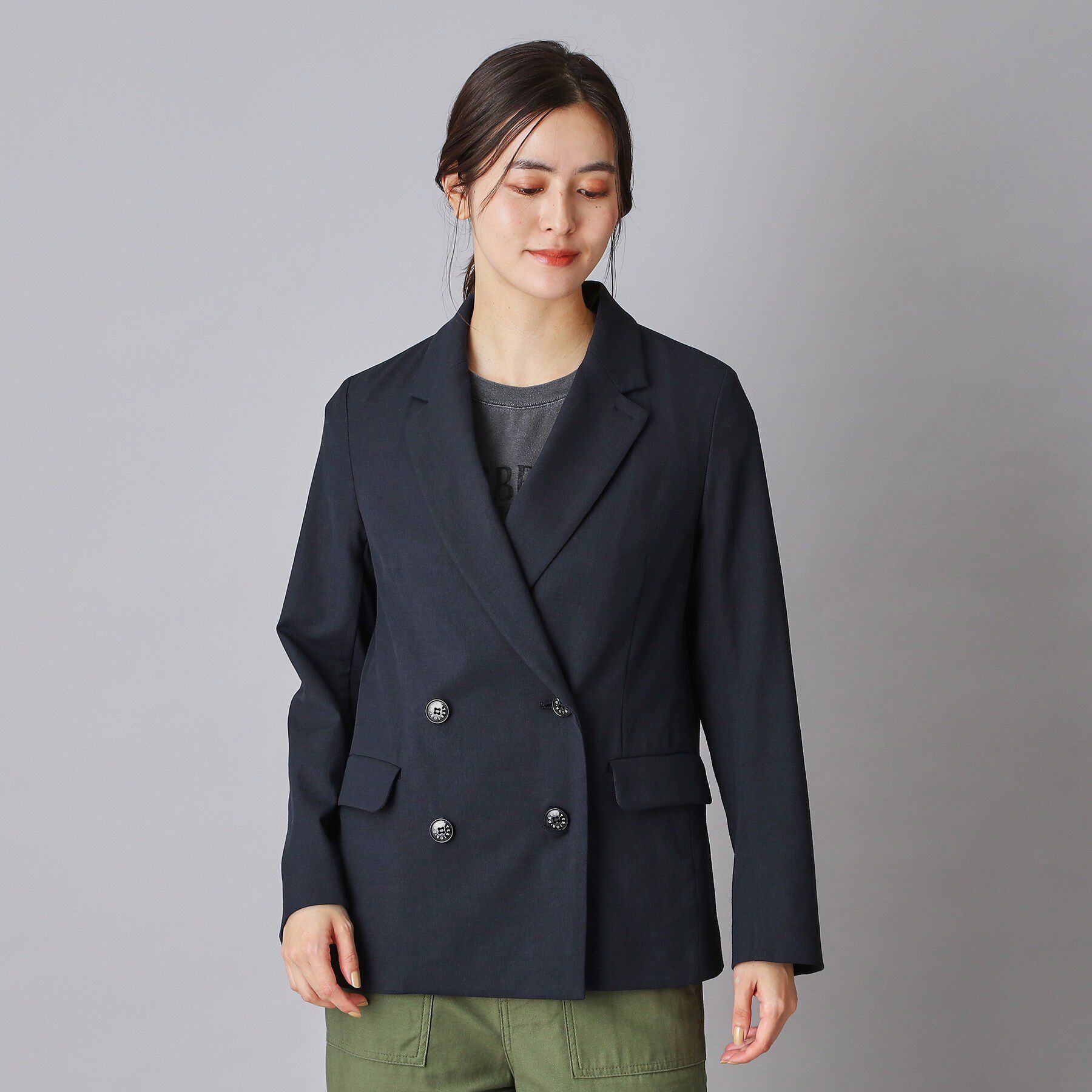 DRESSTERIOR「【セットアップ/可吸水速乾/ウォッシャブル】リネンブレンドオックスダブルジャケット」|テーラードジャケット|