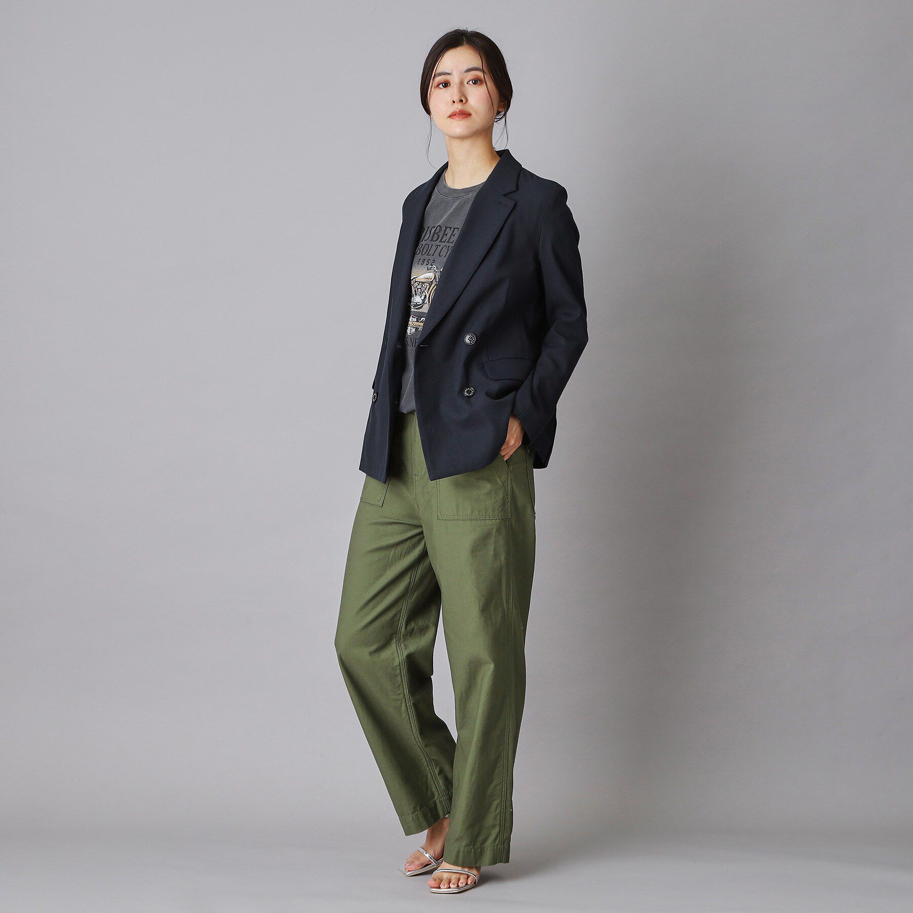 DRESSTERIOR「【セットアップ/可吸水速乾/ウォッシャブル】リネンブレンドオックスダブルジャケット」|テーラードジャケット|