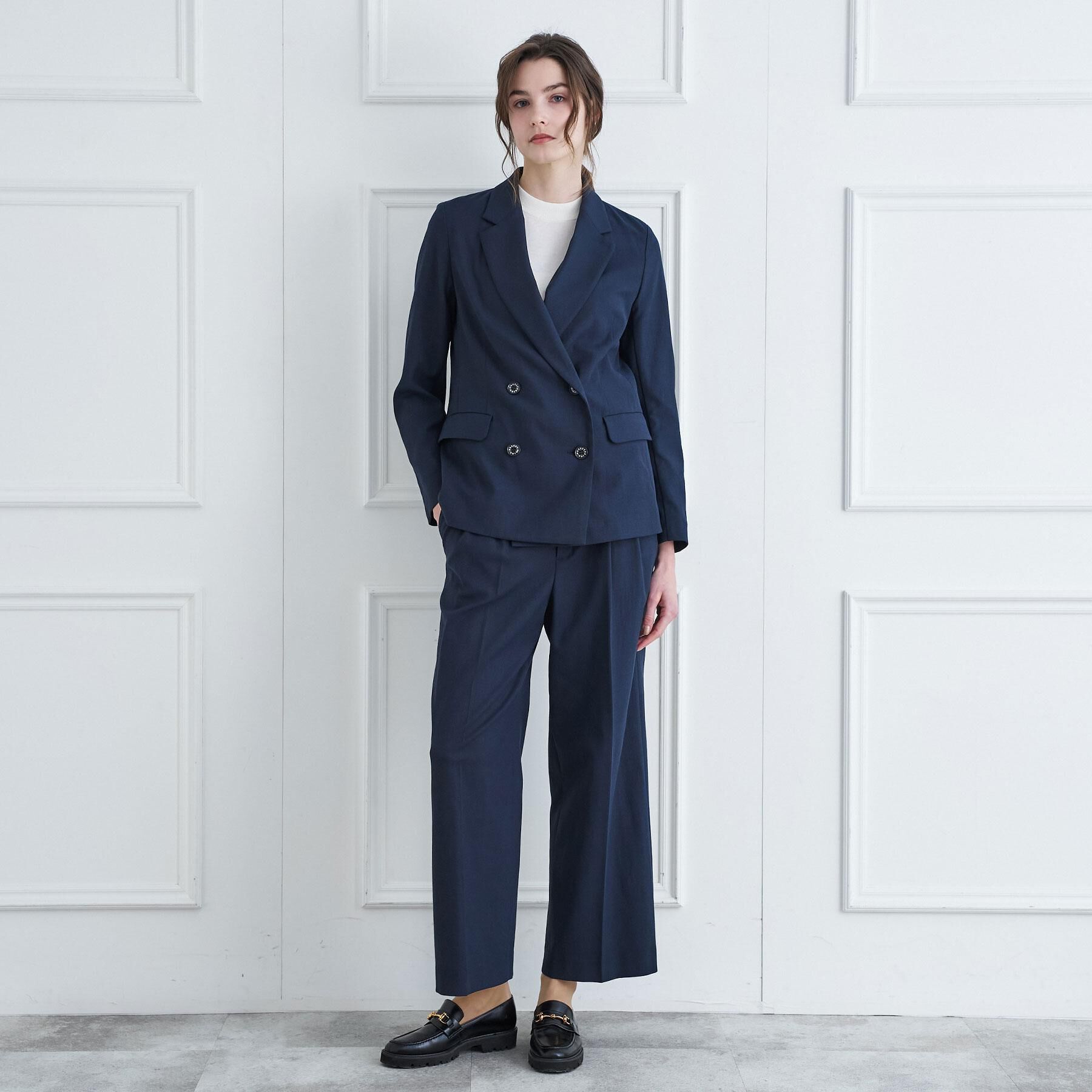 DRESSTERIOR「【セットアップ/可吸水速乾/ウォッシャブル】リネンブレンドオックスダブルジャケット」|テーラードジャケット|