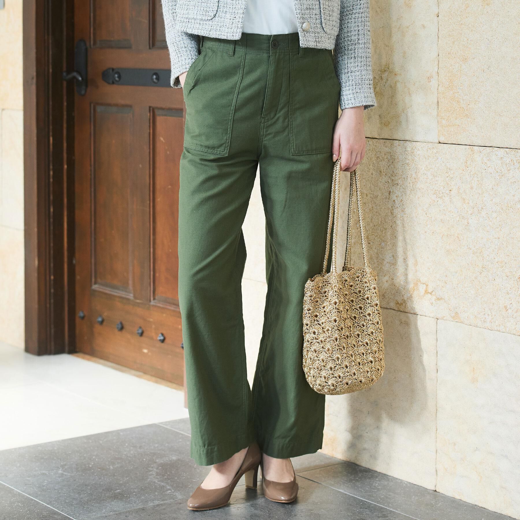 DRESSTERIOR「バックサテンベイカーパンツ」|その他|オリーブグリーン(0