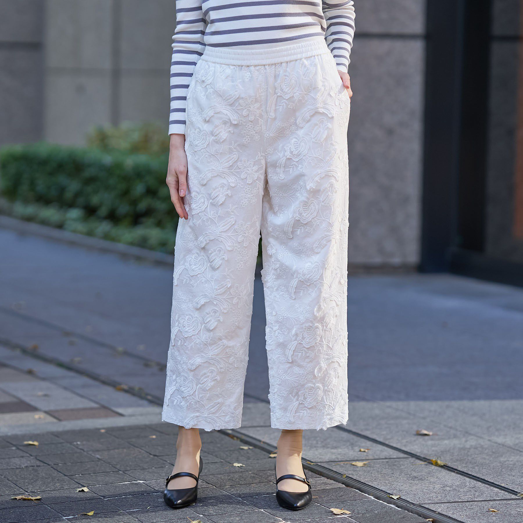 DRESSTERIOR「コットンエンブロイダリー イージーパンツ」|その他|オフホワイト(003