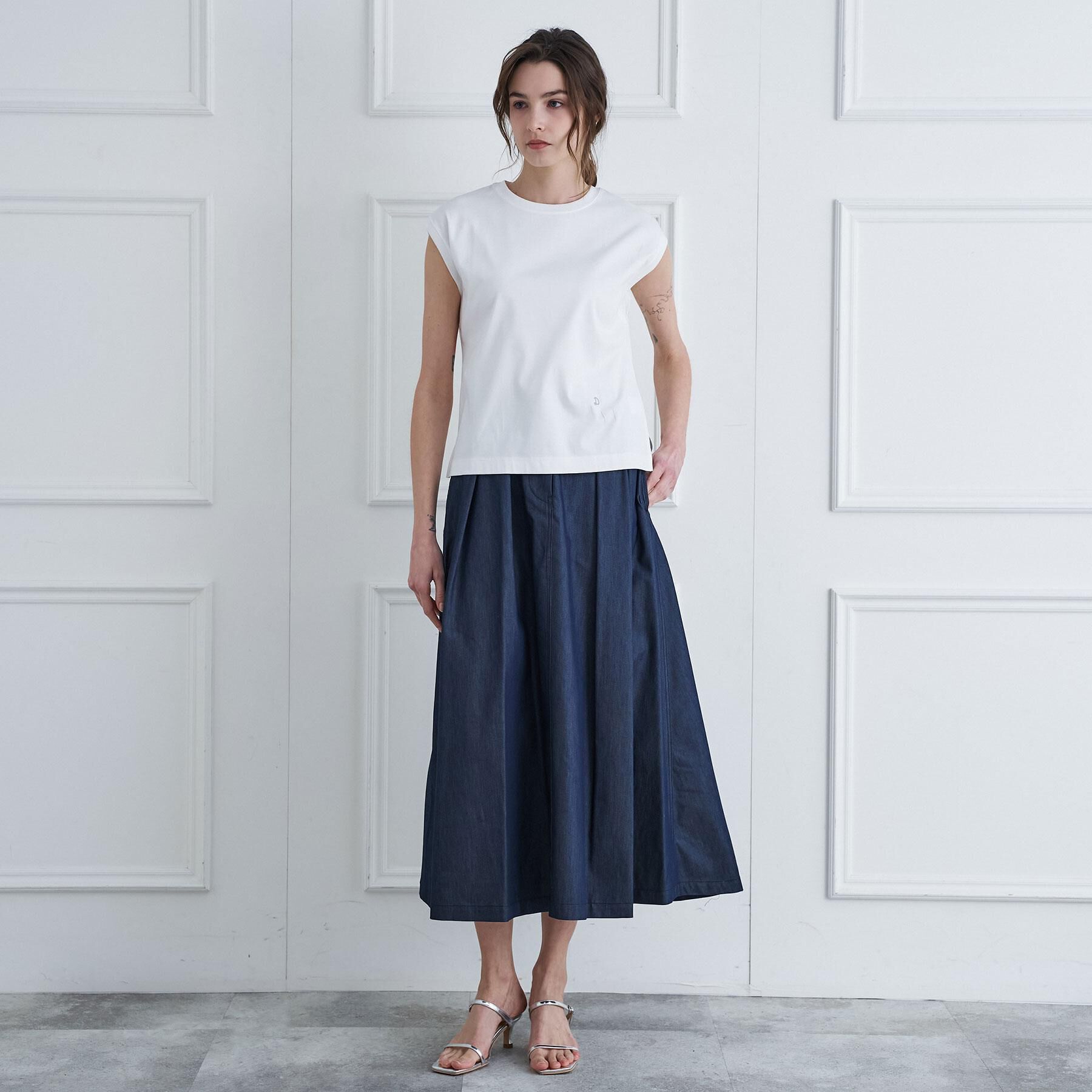 DRESSTERIOR「クールタッチ デニムライク タックスカート」|スカート|