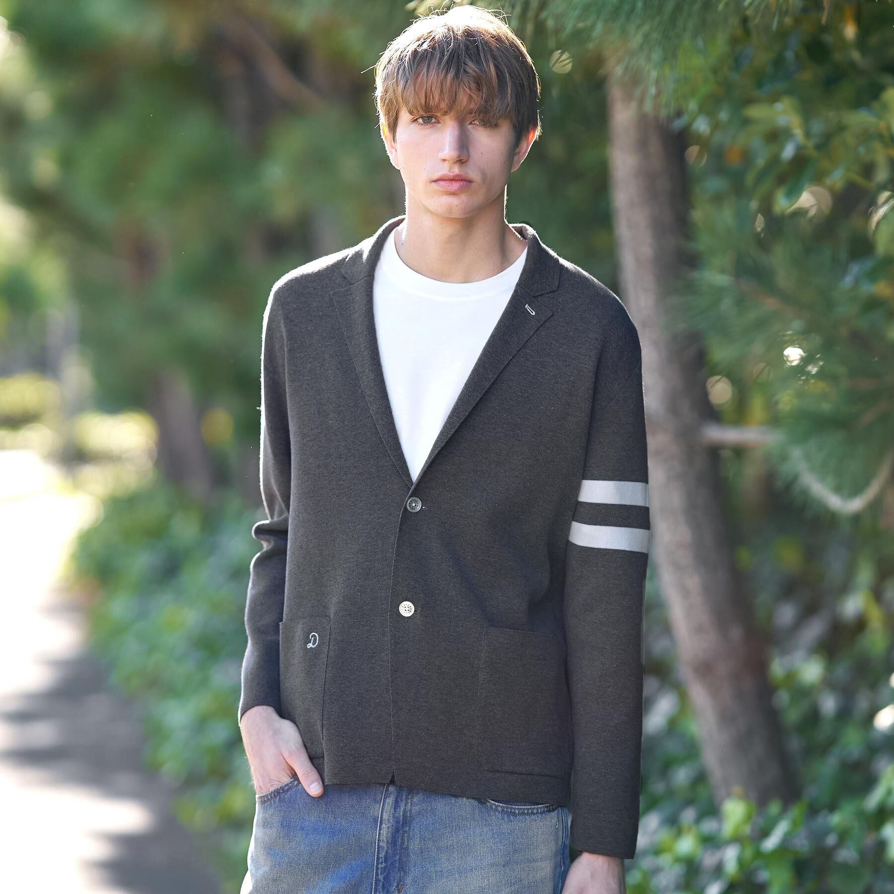 DRESSTERIOR「【ウォッシャブル】スプリング ニットジャケット」|カーディガン|グレー(012)