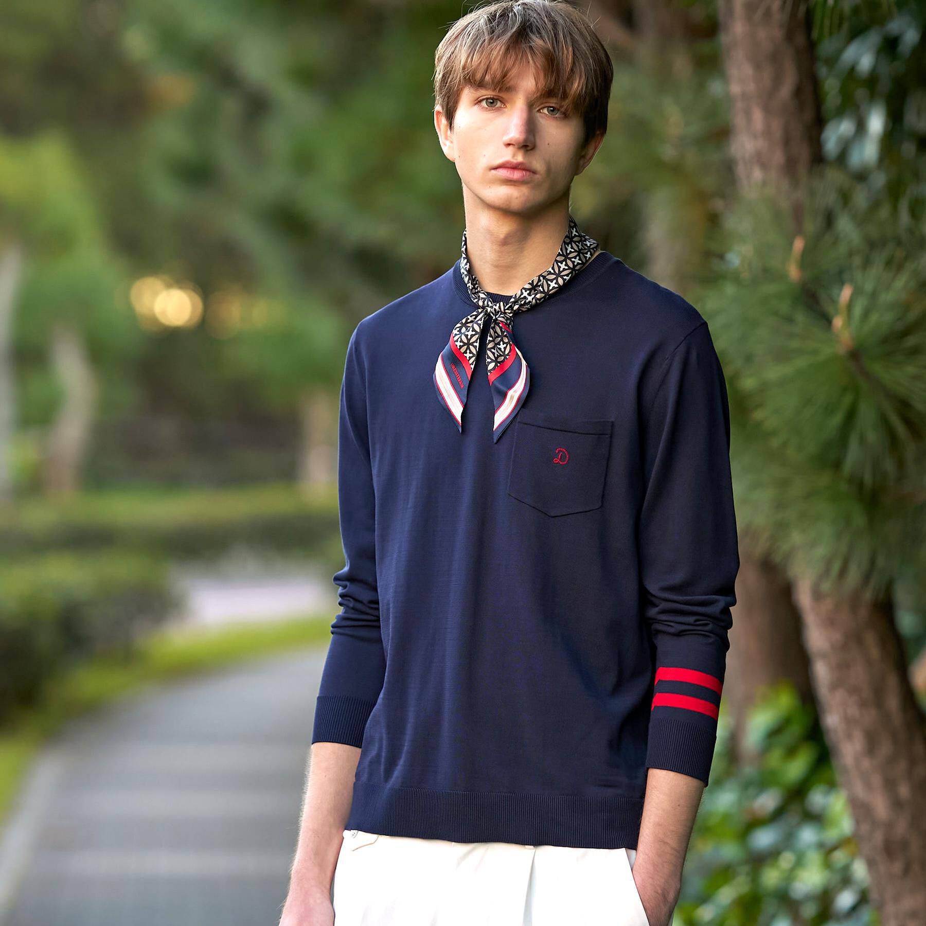 DRESSTERIOR「【ウォッシャブル】コットンシルク クルーニット」|ニット・セーター|ネイビー(094)