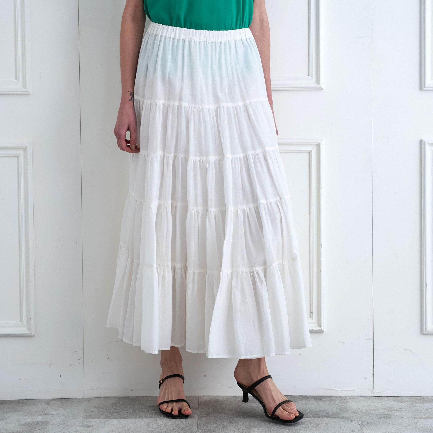 DRESSTERIOR「コットンボイルティアードスカート」|スカート|