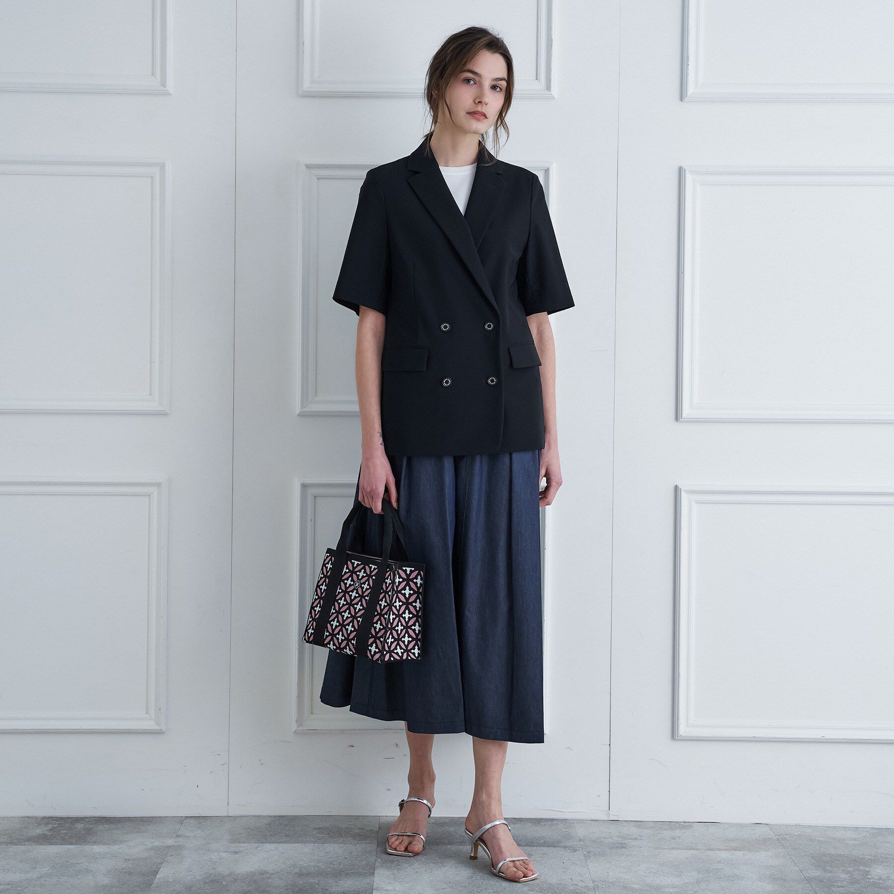 DRESSTERIOR「【接触冷感/UVカット/ウォッシャブル】エアトールハーフスリーブダブルジャケット」|テーラードジャケット|