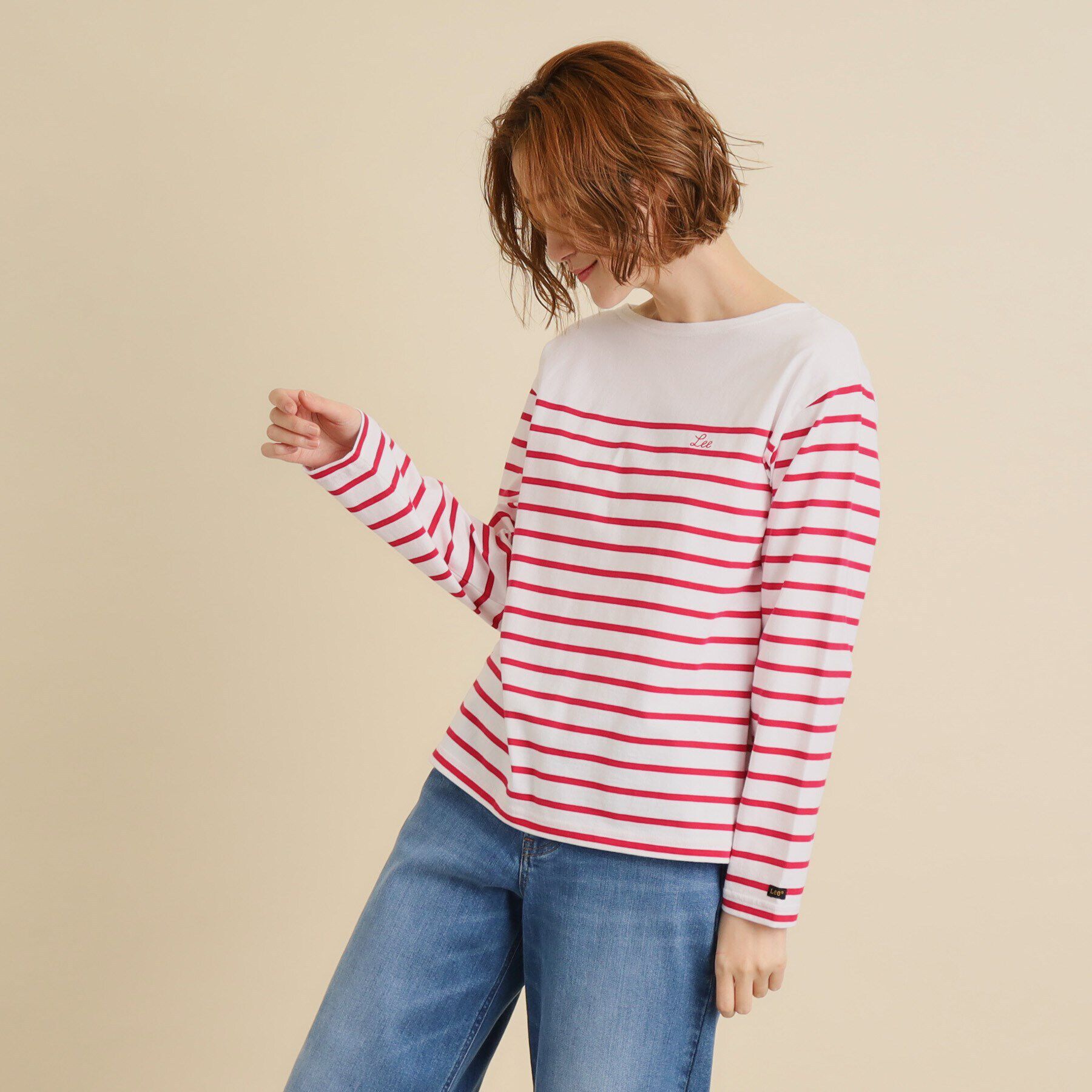 grove「【Ｌｅｅ&times;ｇｒｏｖｅ別注】ＢＡＳＱＵＥ　ＳＨＩＲＴ」|Tシャツ・カットソー|ピンク(373)