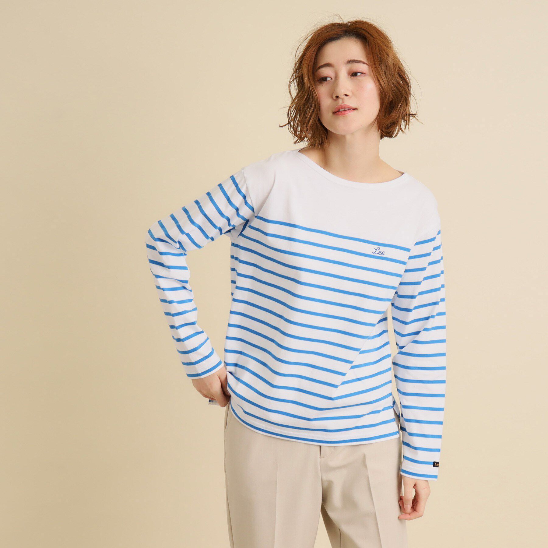 grove「【Ｌｅｅ&times;ｇｒｏｖｅ別注】ＢＡＳＱＵＥ　ＳＨＩＲＴ」|Tシャツ・カットソー|ブルー(393)