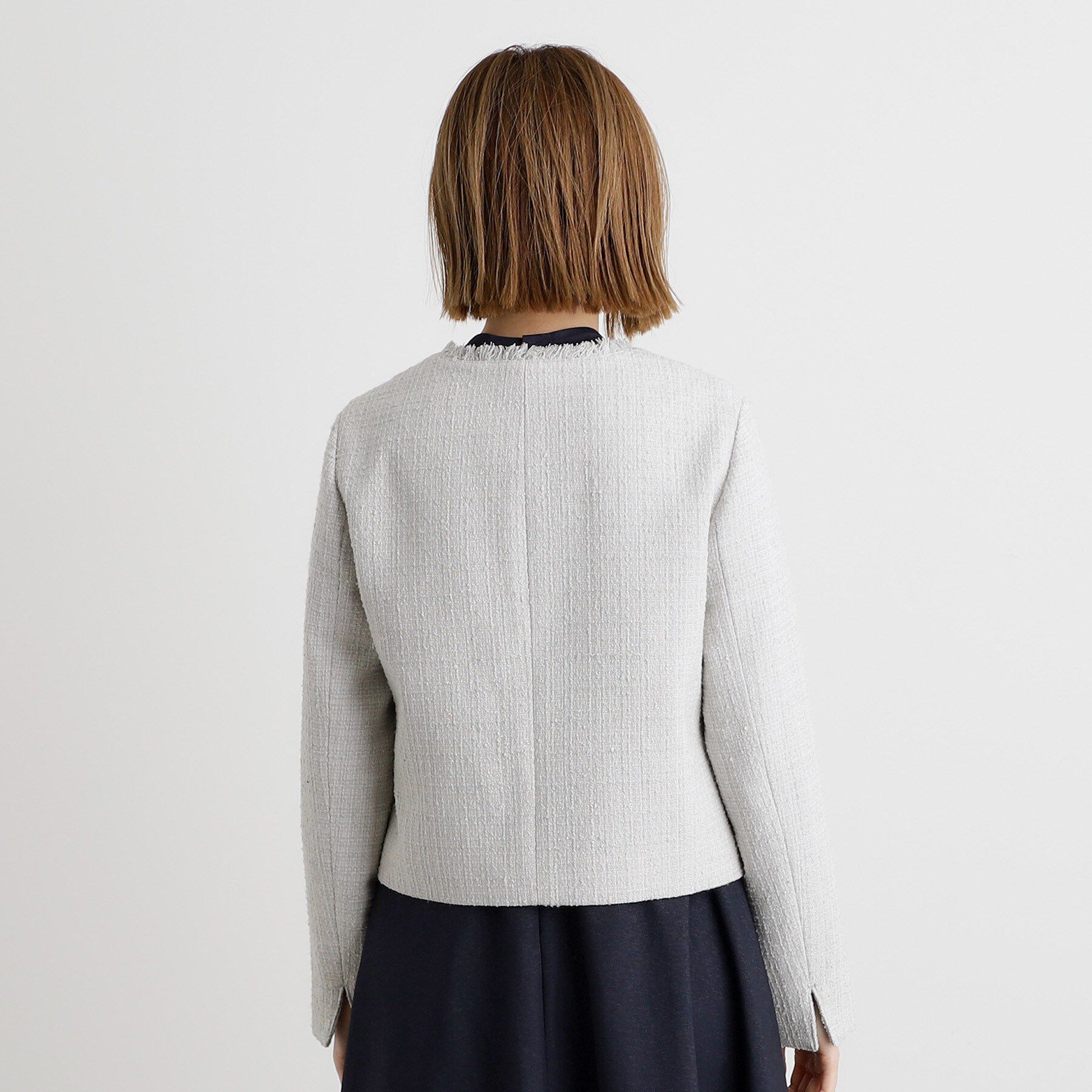 grove「【雑誌掲載】ツイードコンパクトジャケット」|ノーカラージャケット|