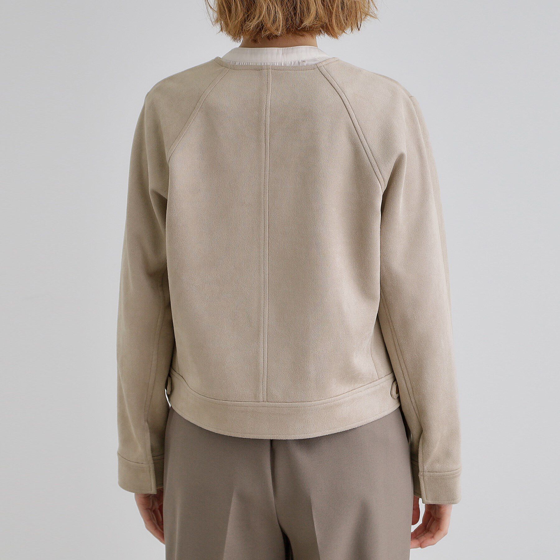 grove「スエードライクノーカラージャケット」|ブルゾン・スタジャン|