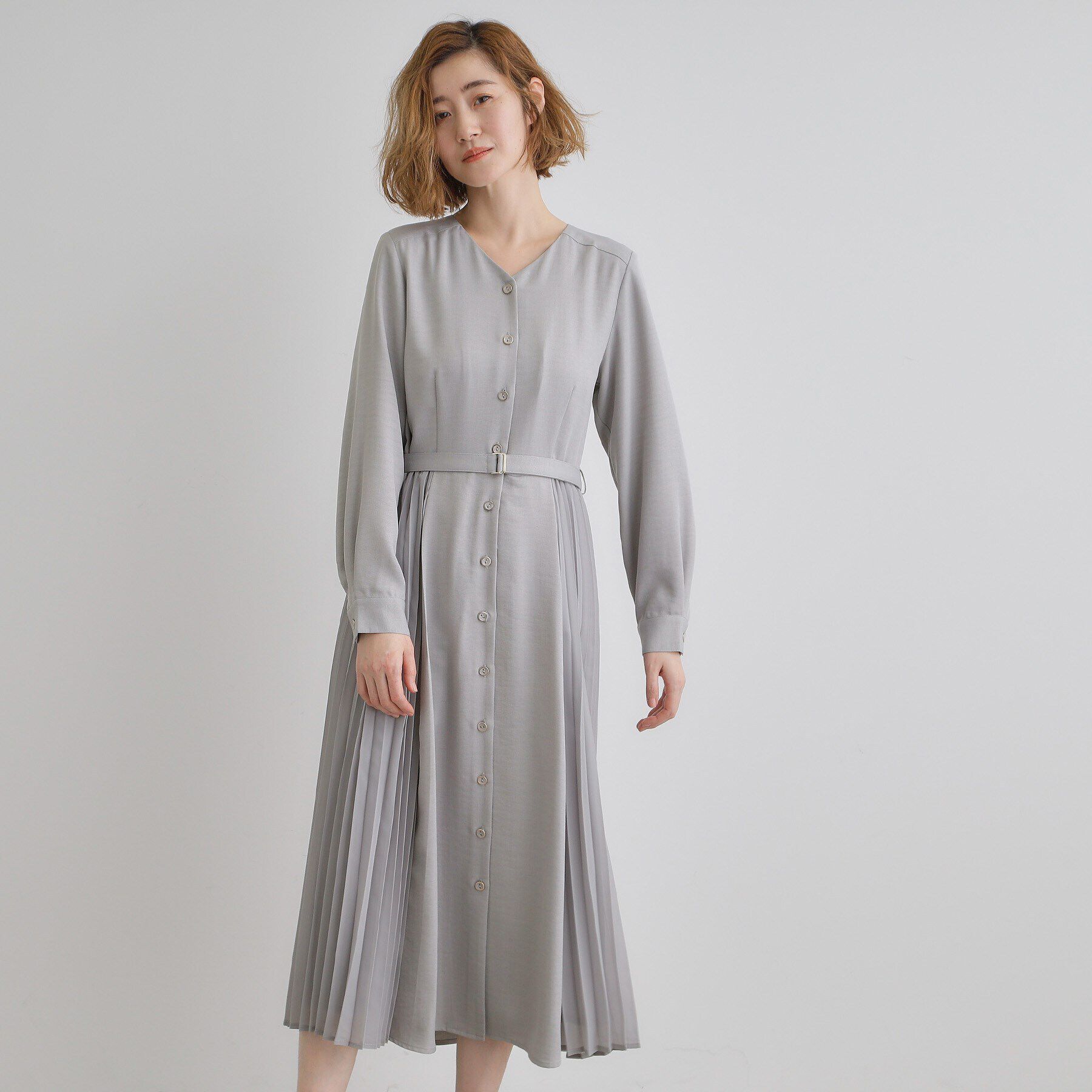 grove「サイドプリーツシャツワンピース」|ワンピース|