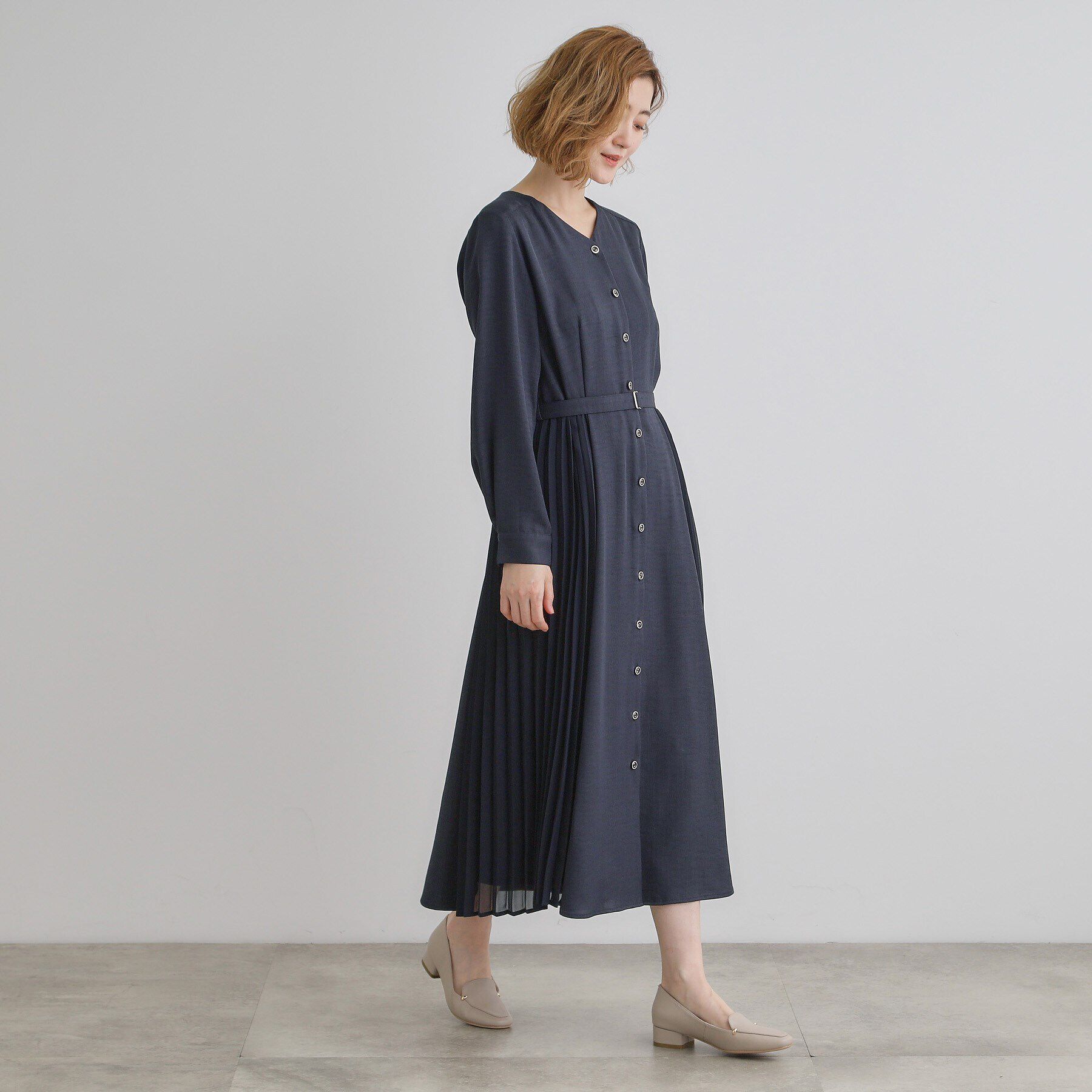 grove「サイドプリーツシャツワンピース」|ワンピース|