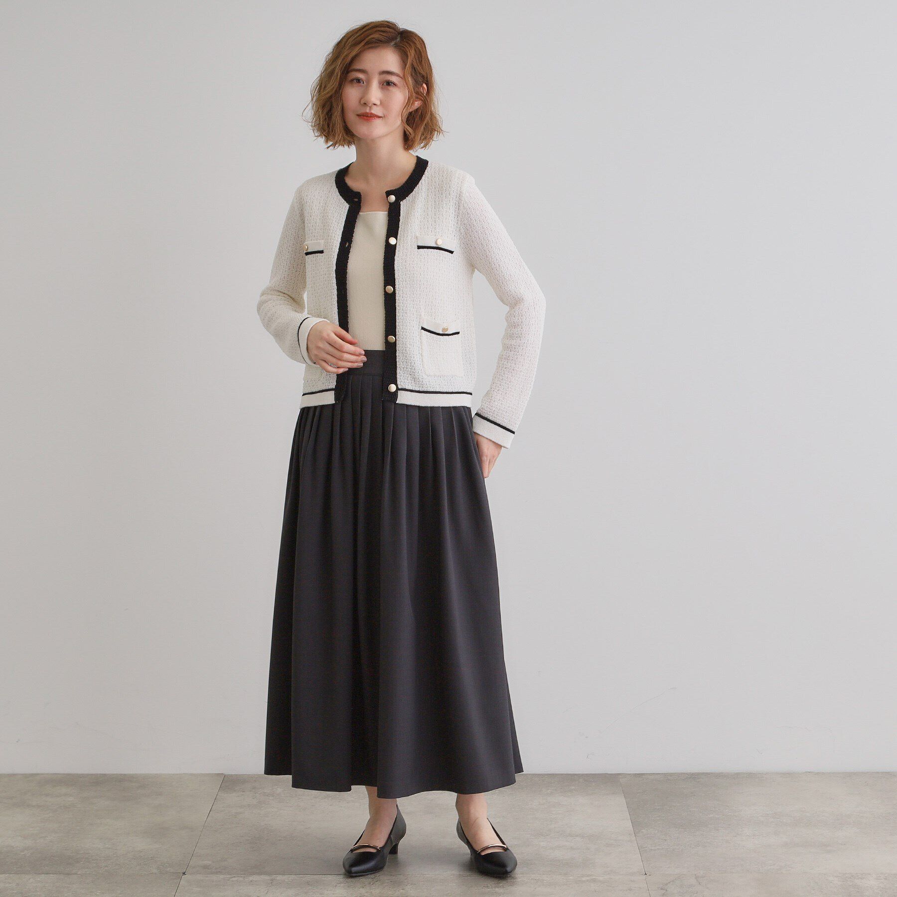 grove「バイカラーニットジャケット」|カーディガン|