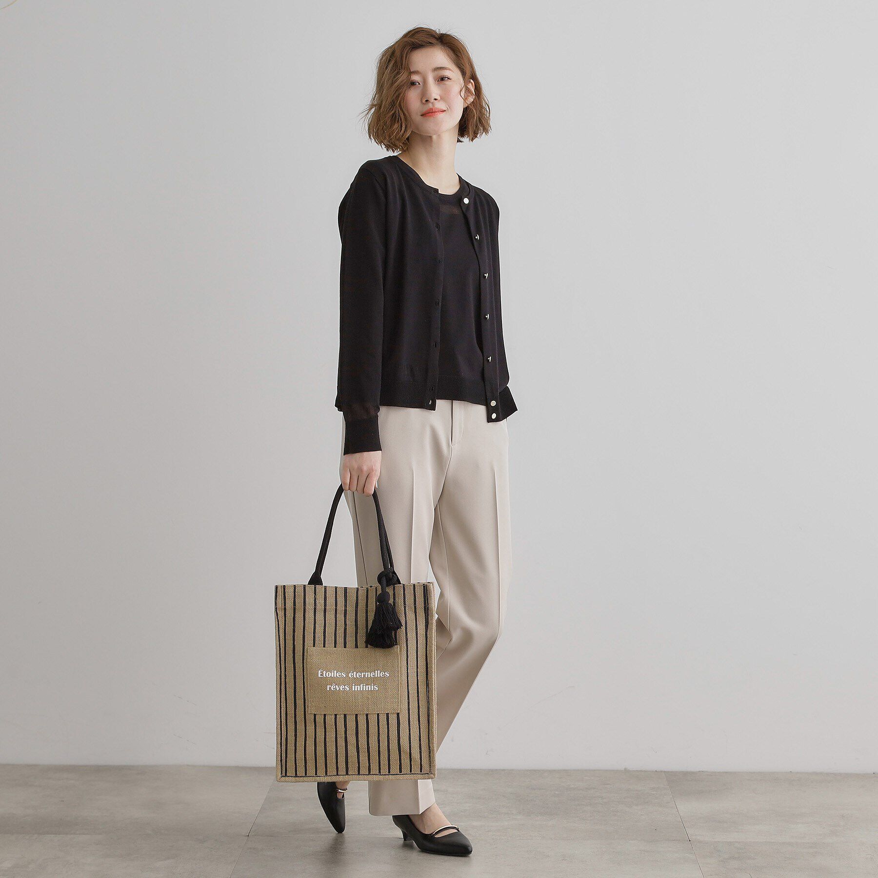 grove「タテA4ジュートタッセルトート」|トートバッグ|